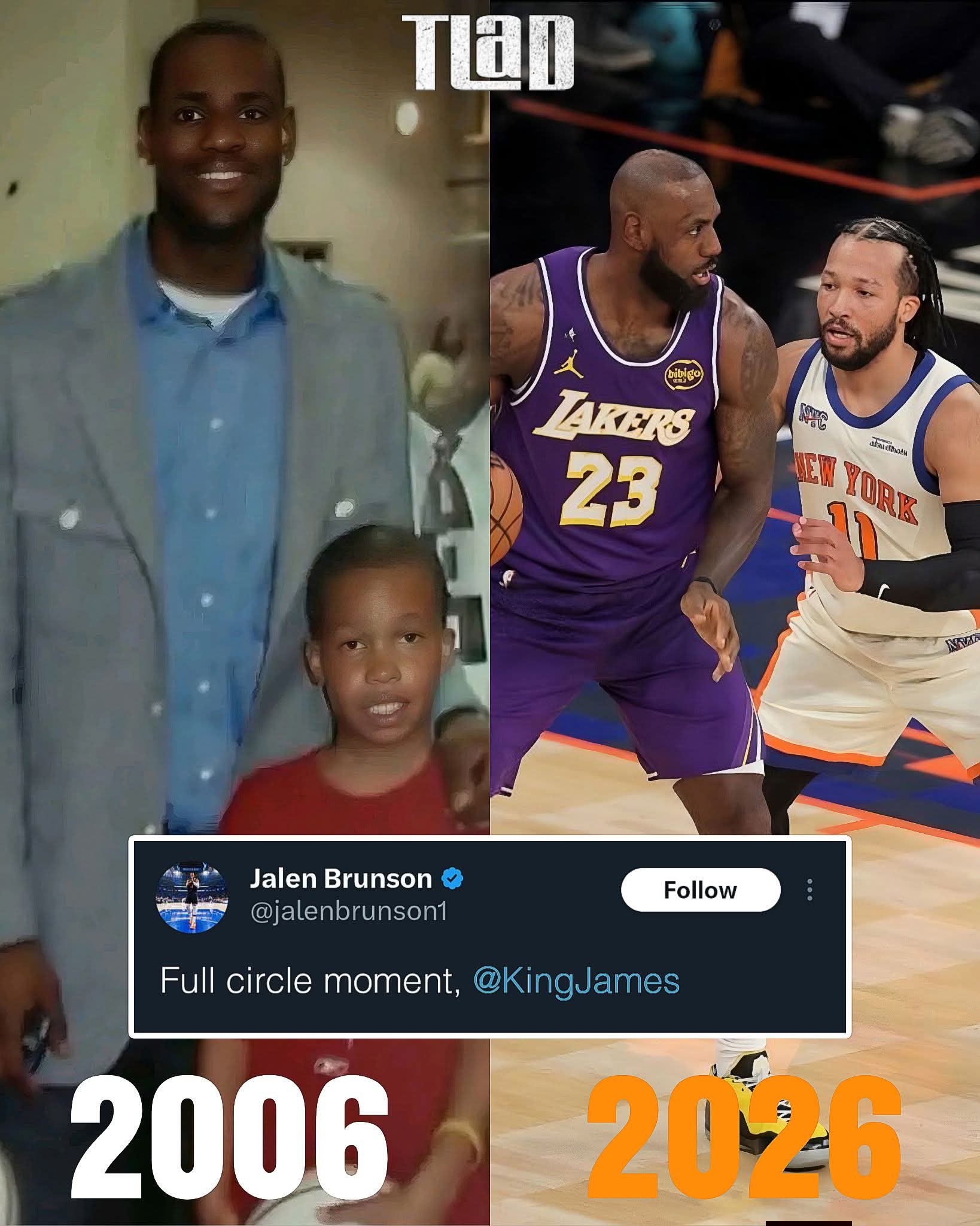 Jalen Brunson and Walt Frazier dual autograph card with game-used 