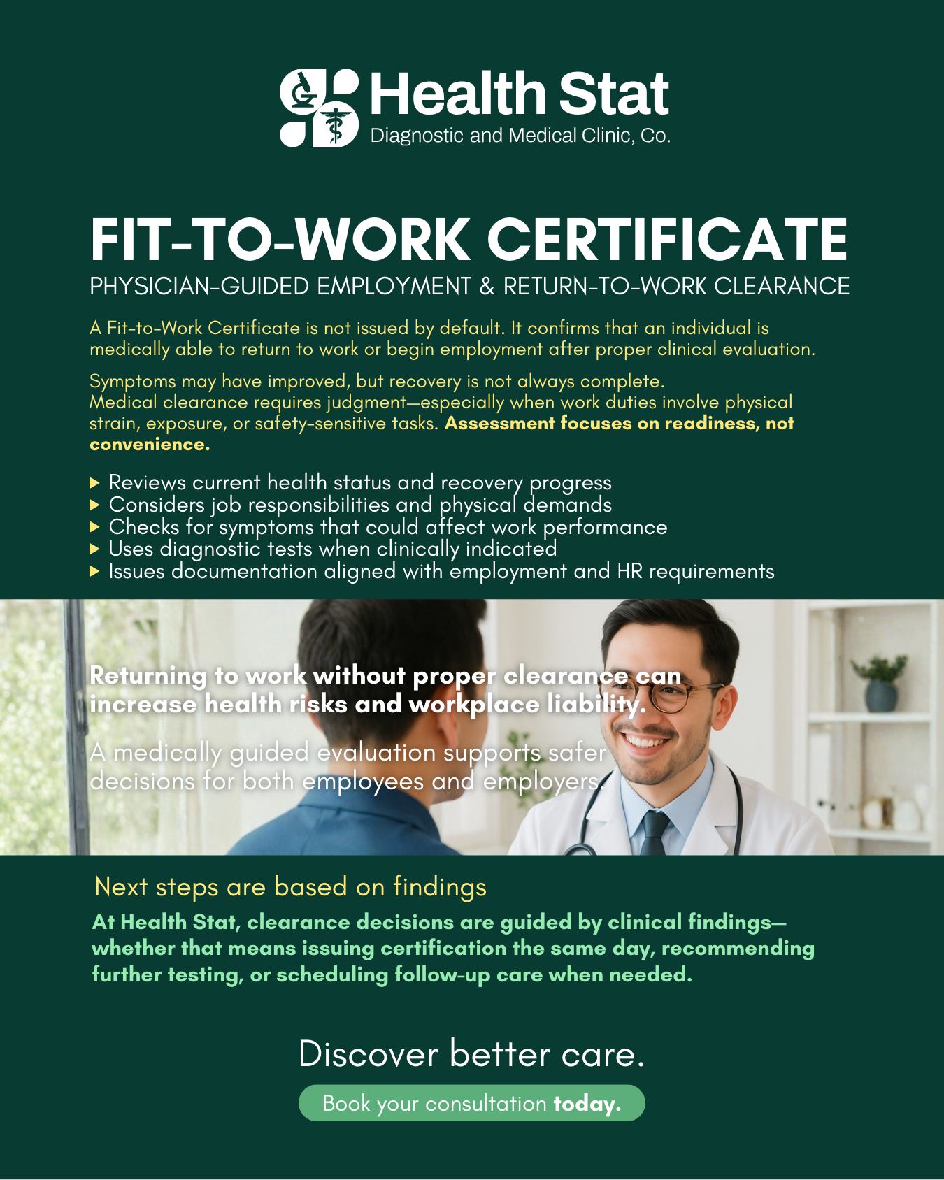 💪 Fit-to-Work Certificate at Health Stat Diagnostic and Medical Clinic ...