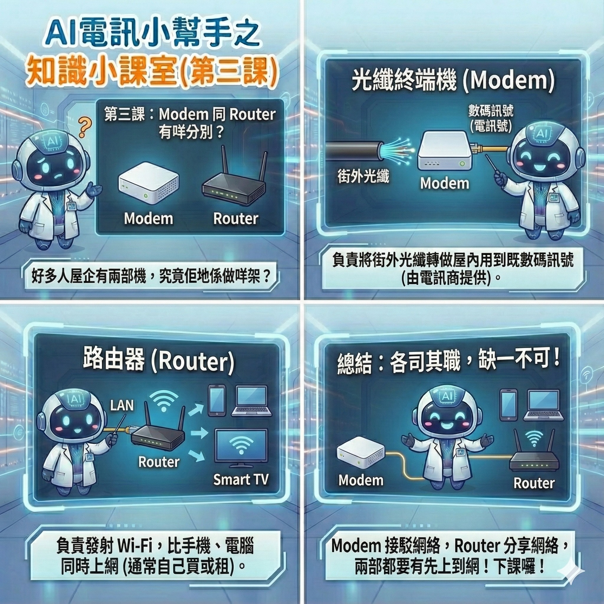 寬頻電訊搵plan易 - 【知識小課室｜第三課】Modem vs Router 功能全解析 🔍 了解它們的區別，有助於你排查網絡問題！📉 ️📈 ...