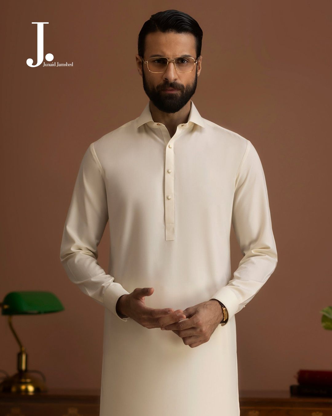 Mens cream kurta shalwar by Junaid Jamshed
