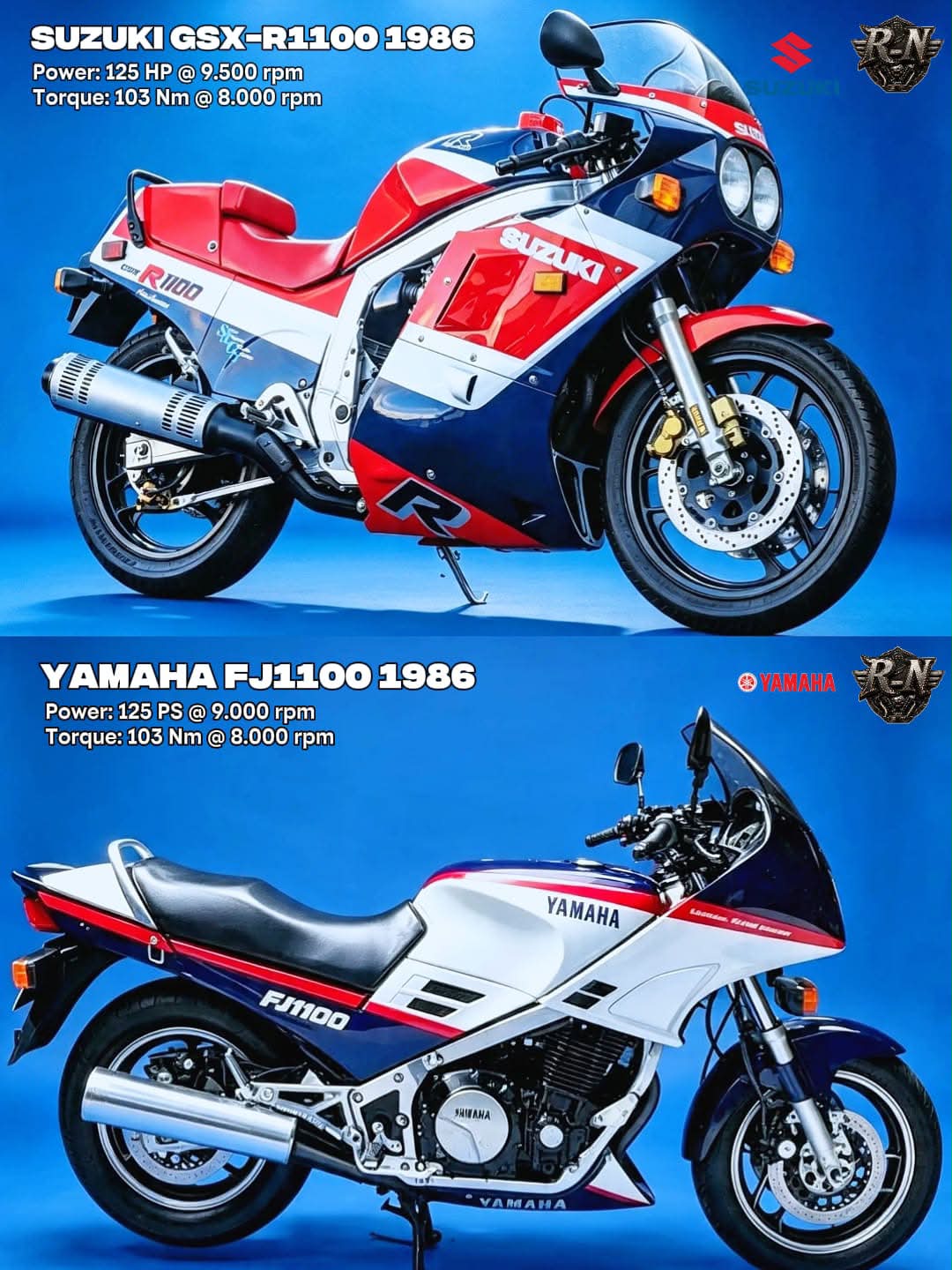 The 1984 Yamaha FJ1100 and the 1984 Kawasaki GPz900R were both