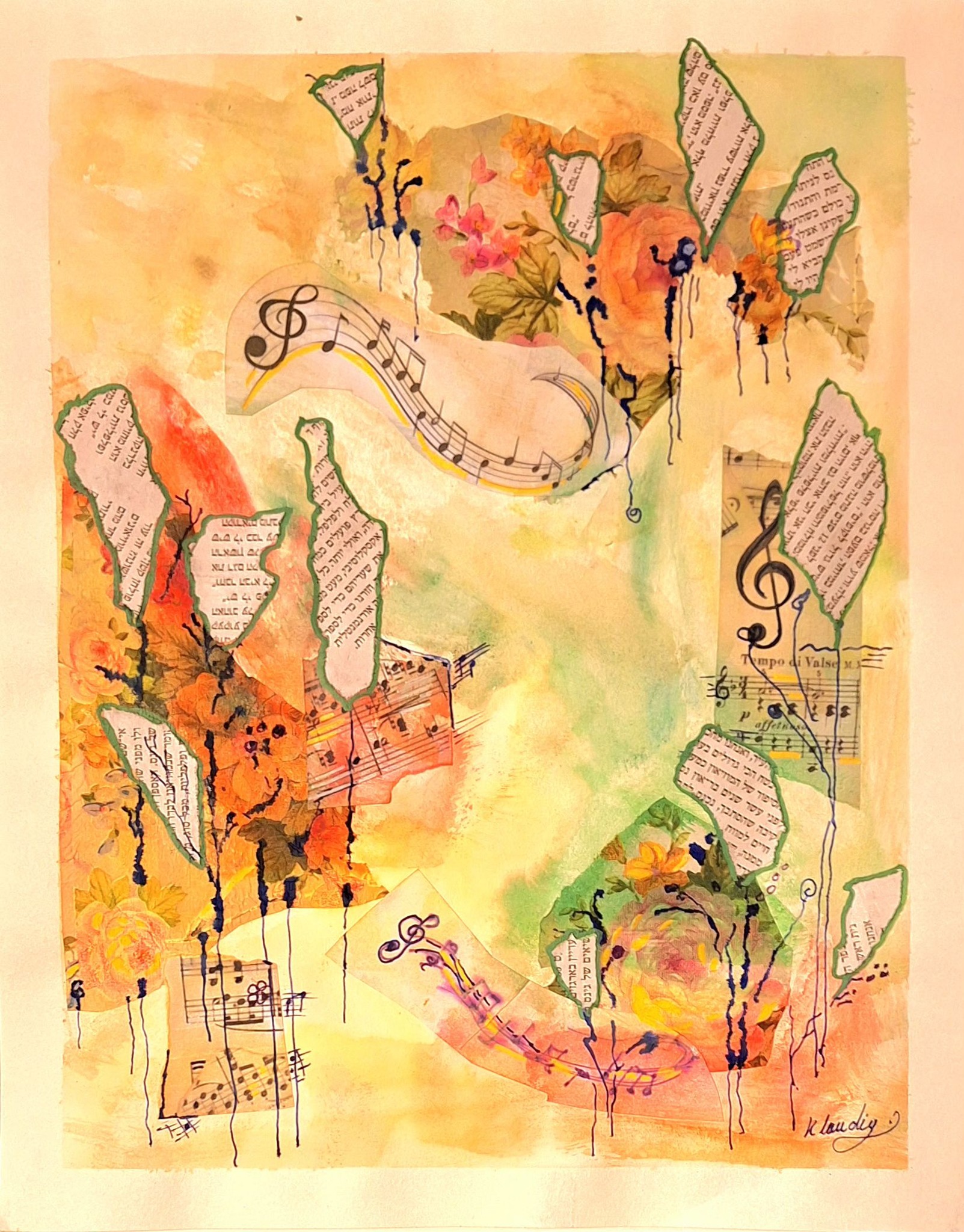 直筆画/絵画/ 【Phantom waltz】 弘司 Ink and music, paper work, 8.9.26 جي မေး4 EST Д هي 브행 N HA