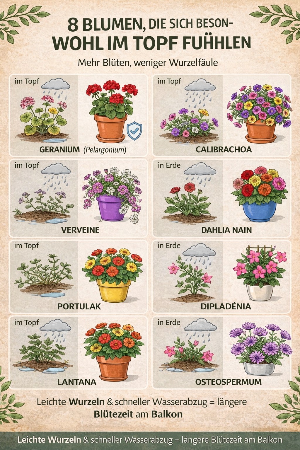 🌸 8 Blumen, die sich im Topf besonders wohlfühlen 🌸 Viele Balkon- und Terrassenpflanzen blühen im Topf kräftiger und gesünder als im Gartenboden. Der Grund ist einfach: In lockerer Erde mit gutem