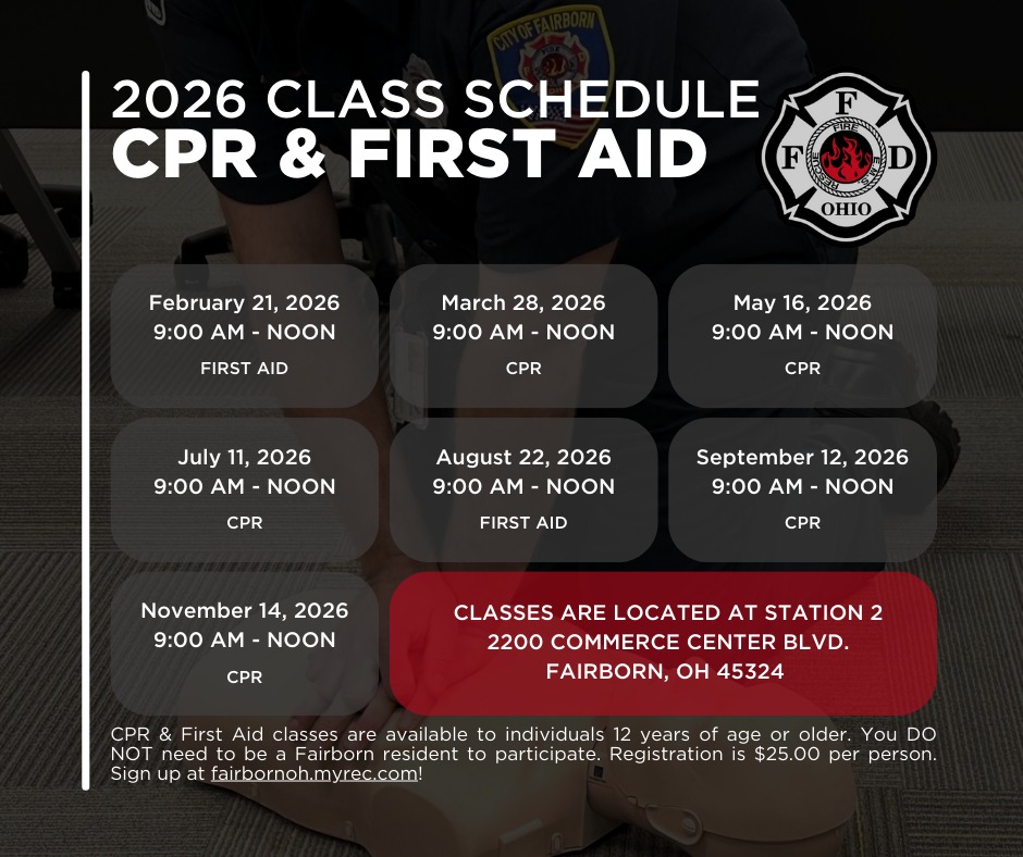 CPR and First Aid class dates... - Fairborn Fire Department | Facebook