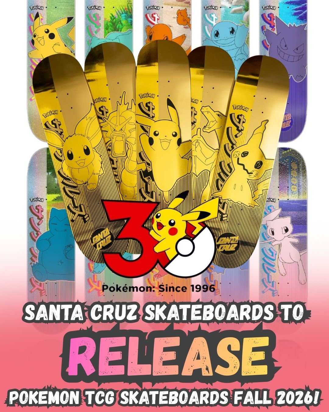🎉 Pokémon x Santa Cruz is BACK for the 30th Anniversary! 🛹⚡ To