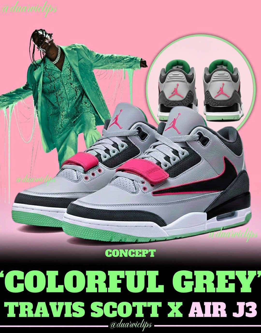 Travis Scott Air Jordan 3 Inertia Colorway. 💮