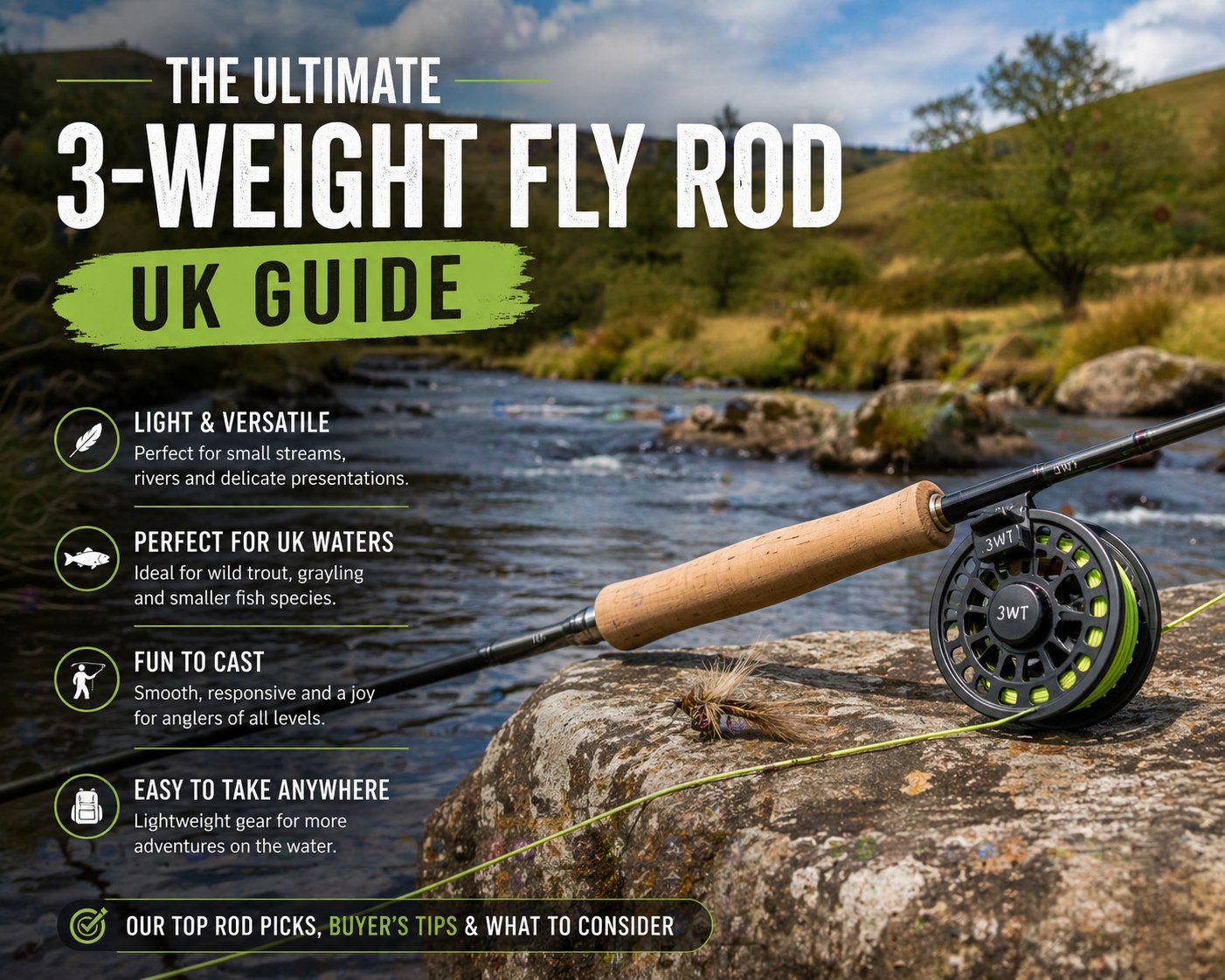 3wt fly rod target fish Black and Tan Series Rods | Fly Fishing Gear wells cork handle provides a secure Maxcatch Ultralite-X Fly Fishing Rod
