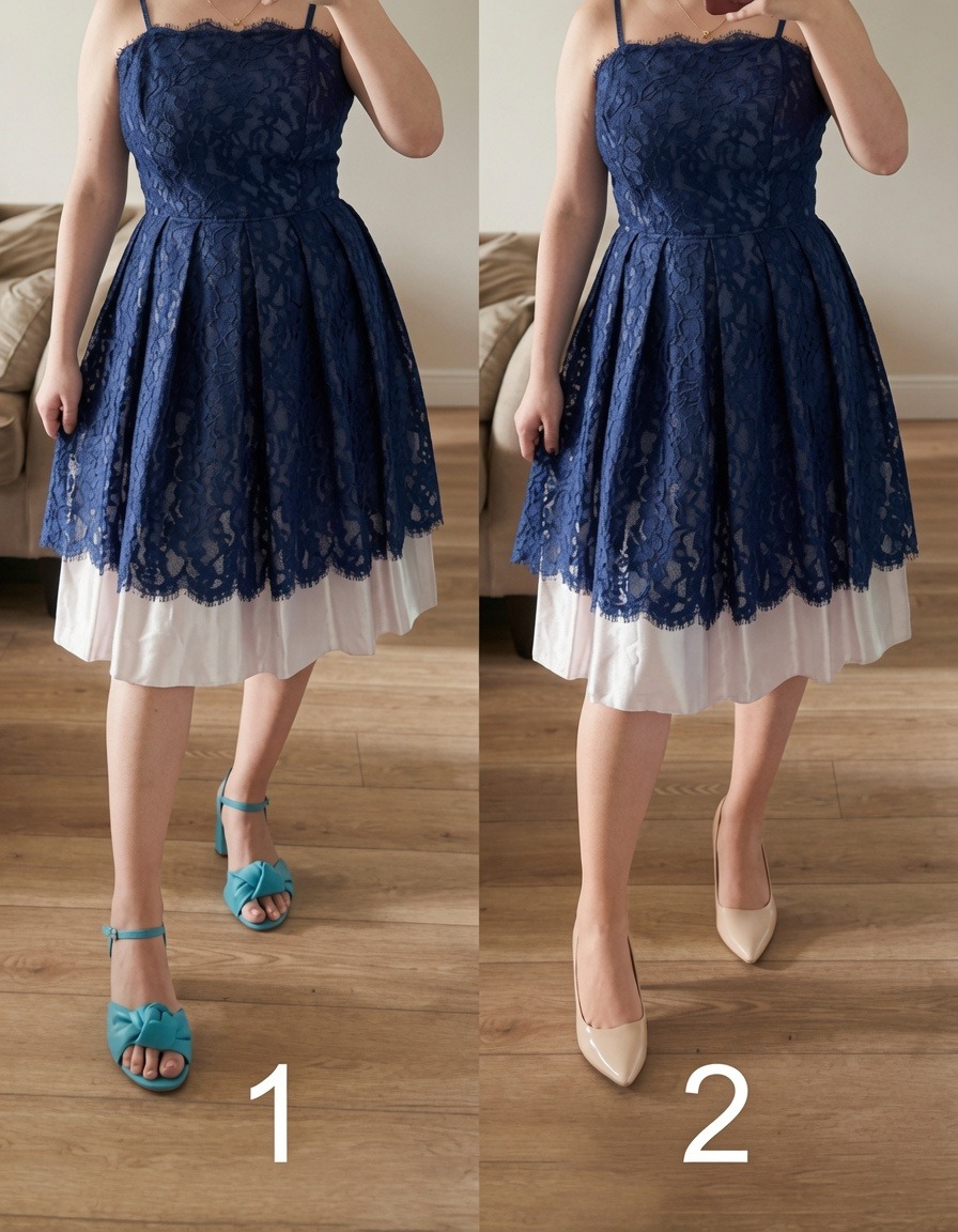 What shoes to wear with a navy dress to a wedding?