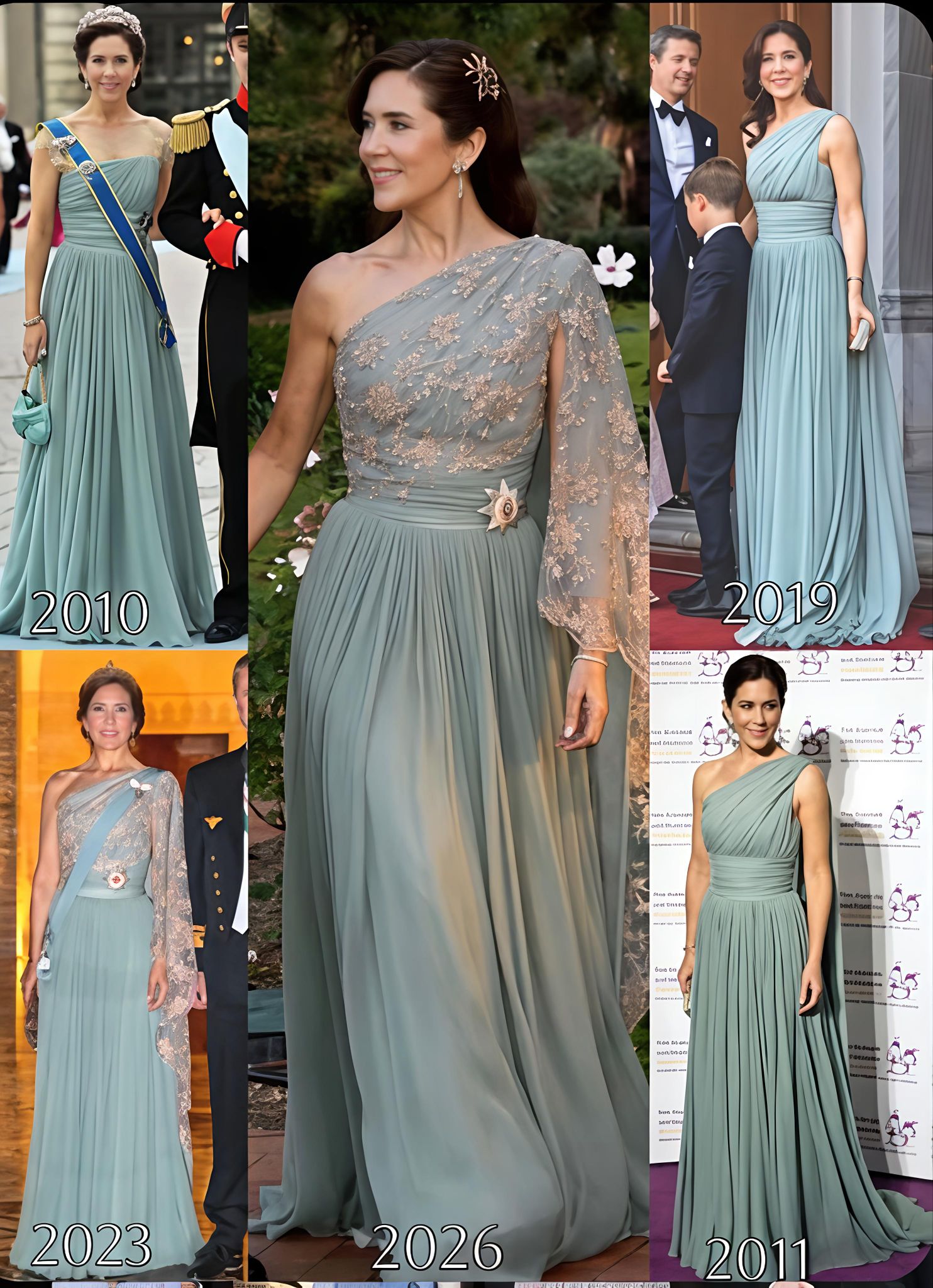 princess mary green dress Crown Mary's timeless sage-green gown over the years King frederik