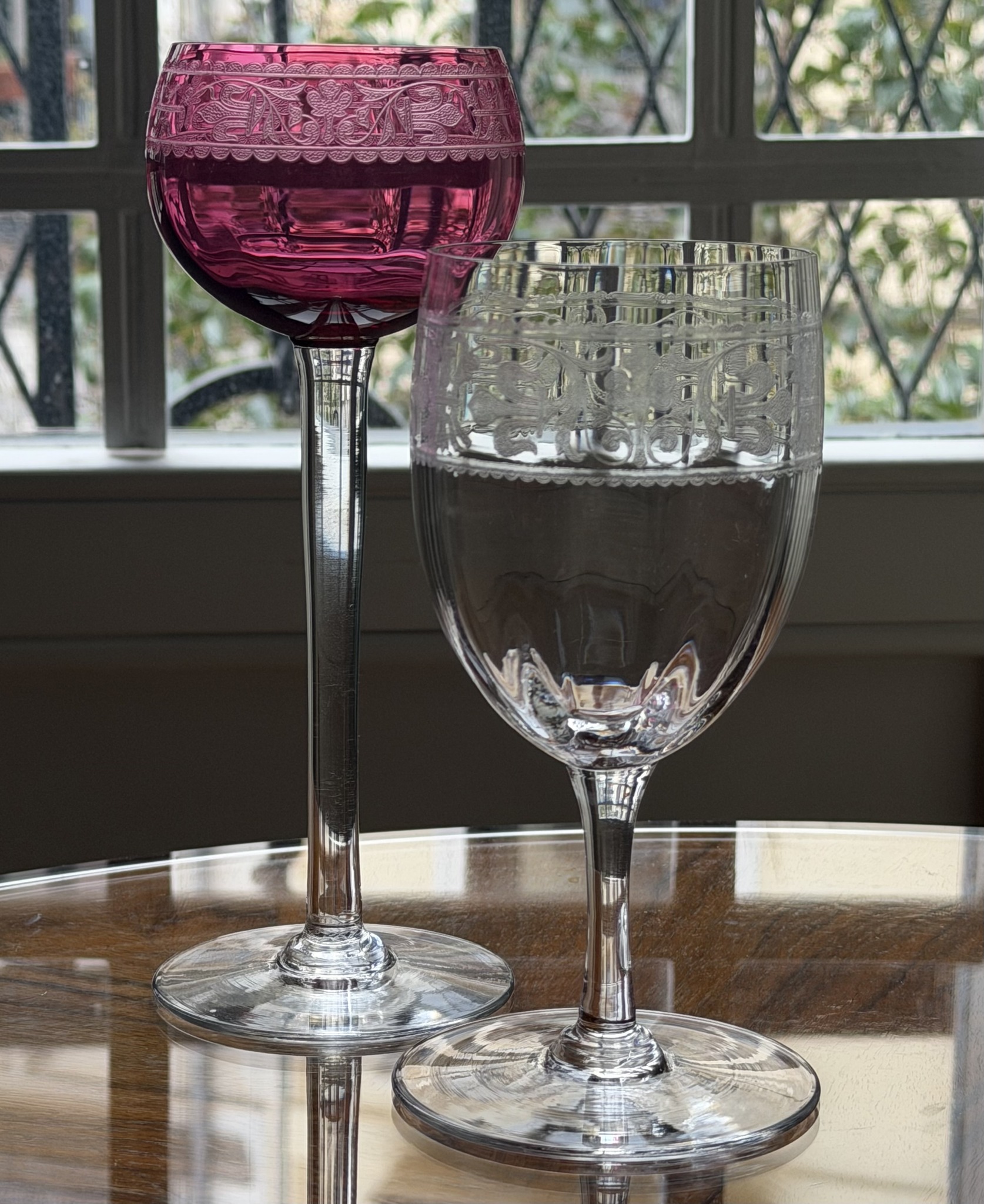 Baccarat water and Rhine wine glasses from Chablis service, c 