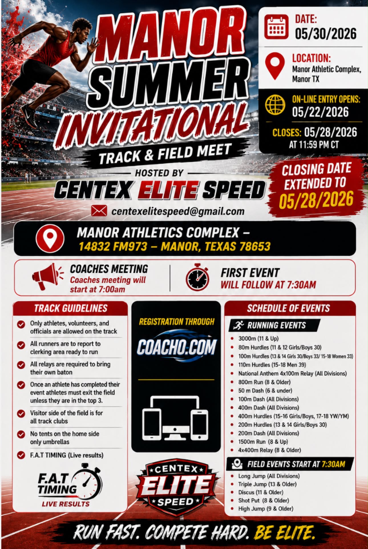 Manor Summer Invitational track meet this weekend