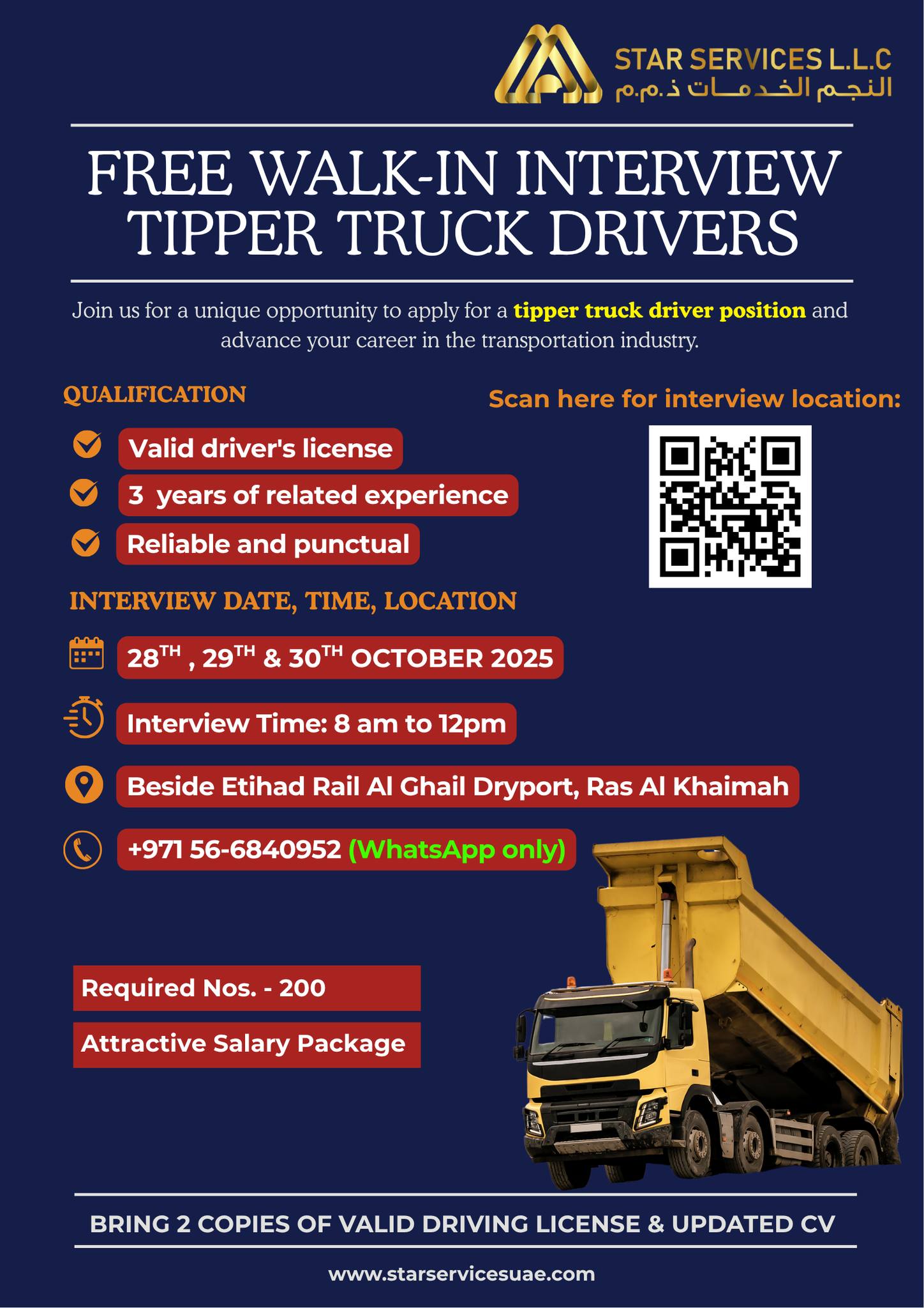 Star - 🚛 FREE WALK-IN INTERVIEW | Tipper Truck Drivers 🚛 Join Star ...