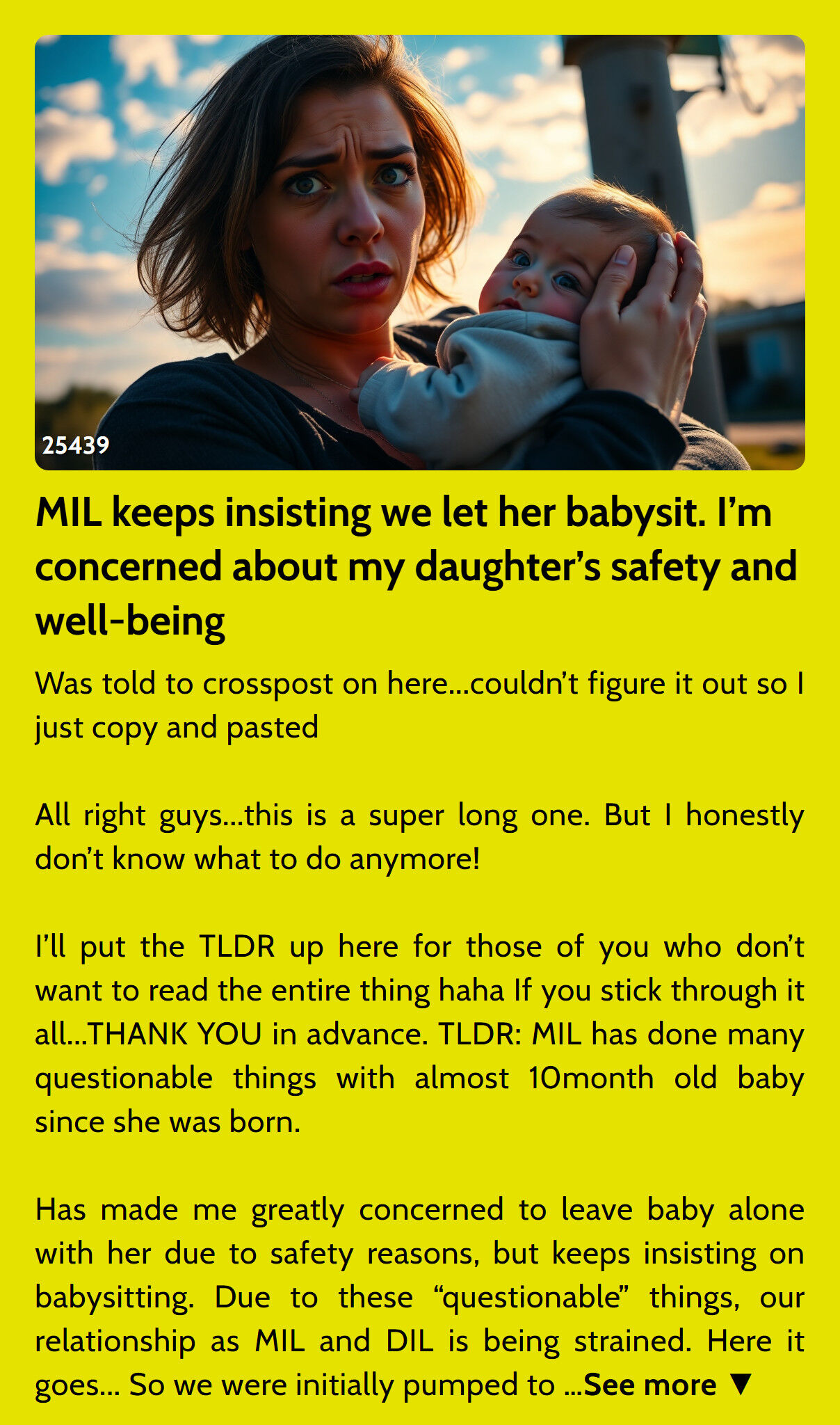 I Love - Mother Doesn't Want MIL To Babysit Because Of The Way She's ...