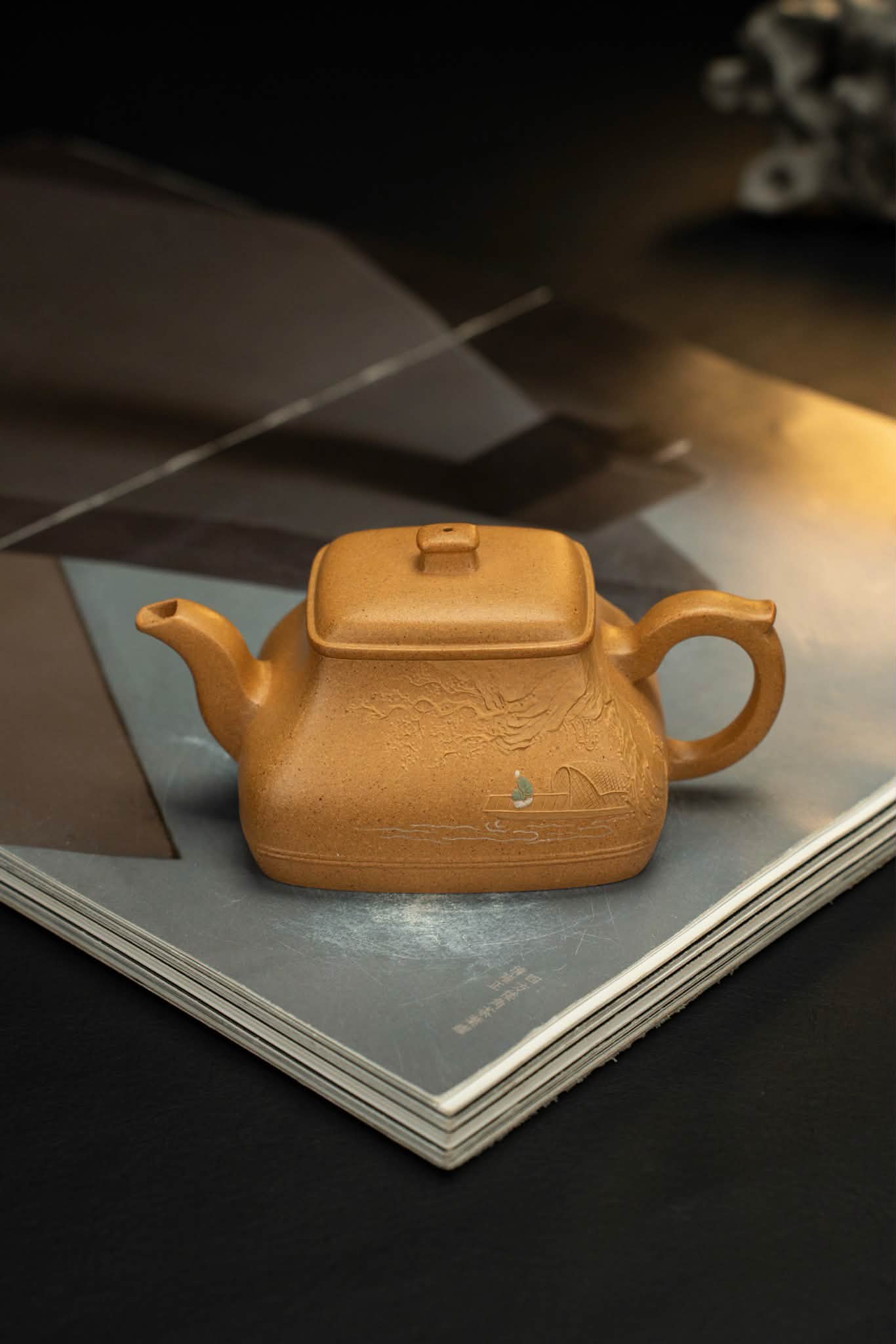 四方无相·小精品·180cc 黄金段慕古润泽全手工泥绘“静观图”细节精工灵动