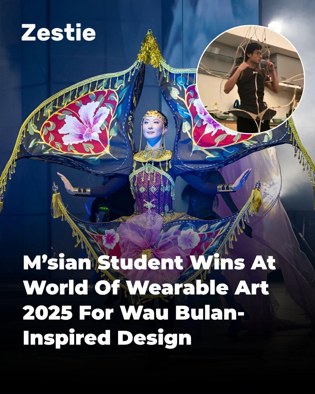 Zestie - He wins global art competition with Wau Bulan inspired design ...