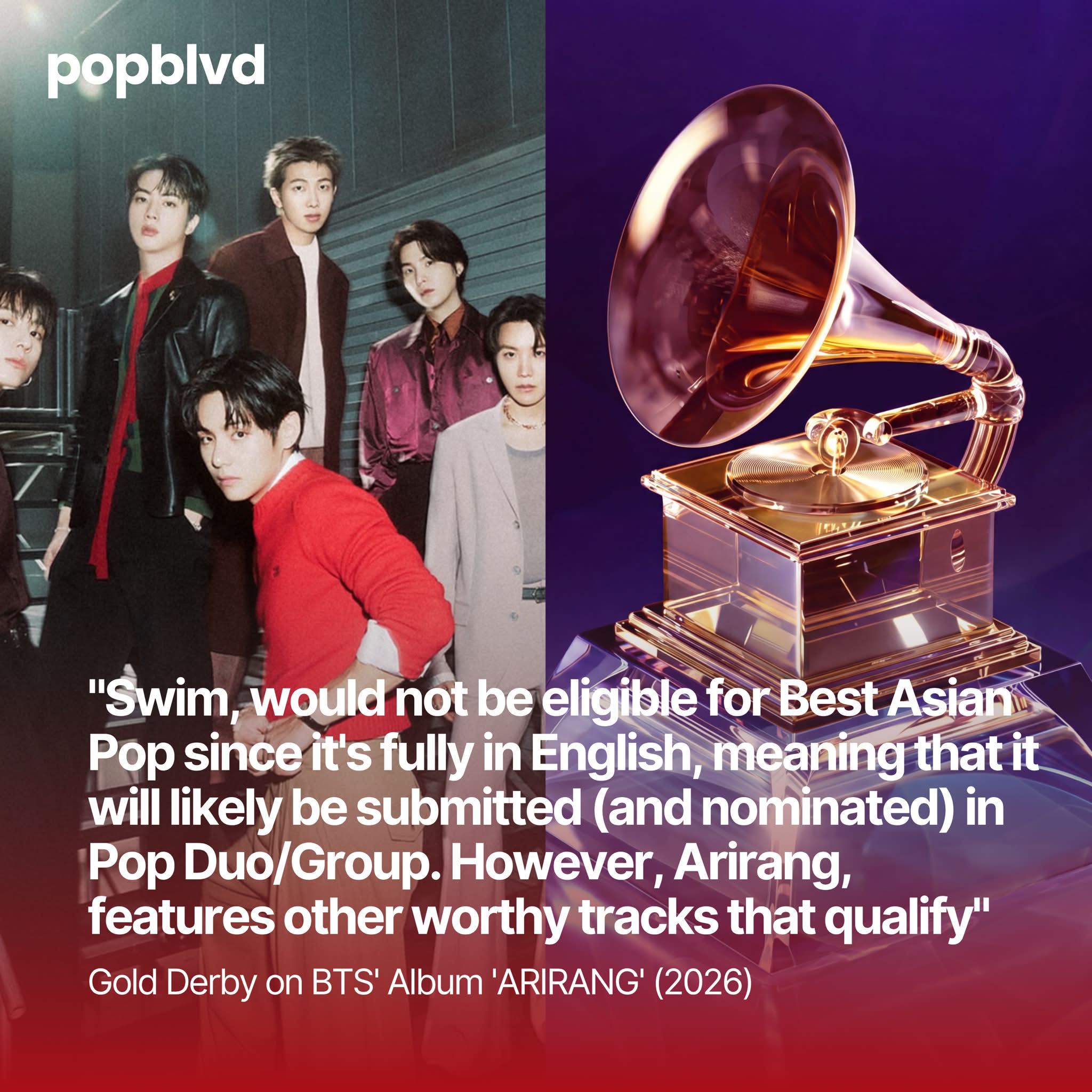 BTS have been named early front-runners for the upcoming Grammy