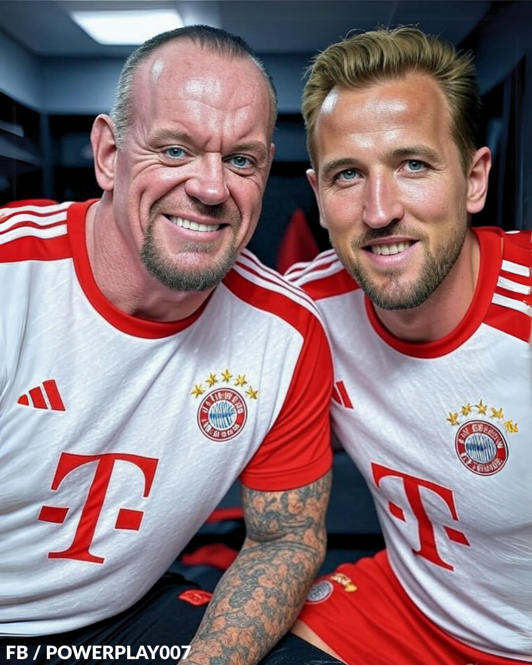 Harry Kane and The Undertaker together after the Bundesliga match