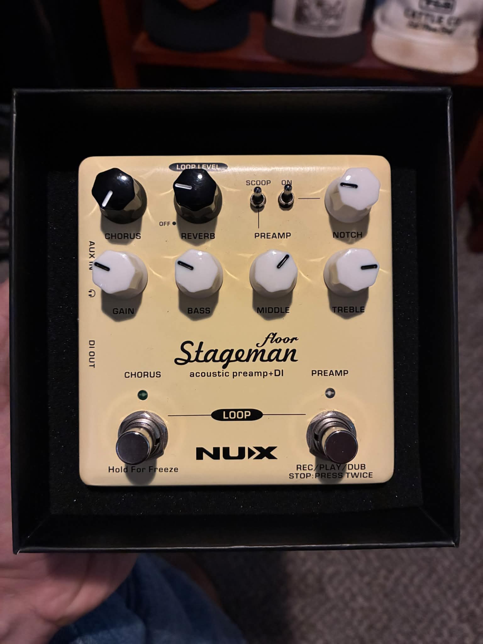NUX Stageman floor acoustic preamp+DI pedal review with K&K pickup