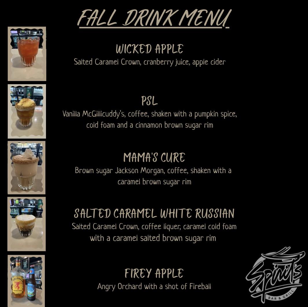 Spirits - 🚨 Our NEW fall drink menu is ready 🚨 Stop in today and give ...