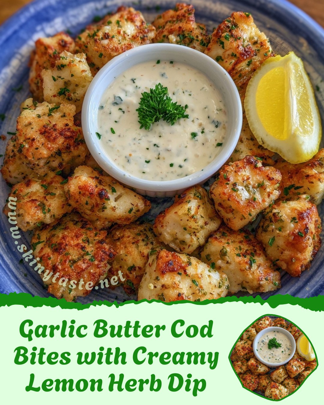 Homemade - Garlic Butter Cod Bites with Creamy Lemon Herb Dip Tender ...
