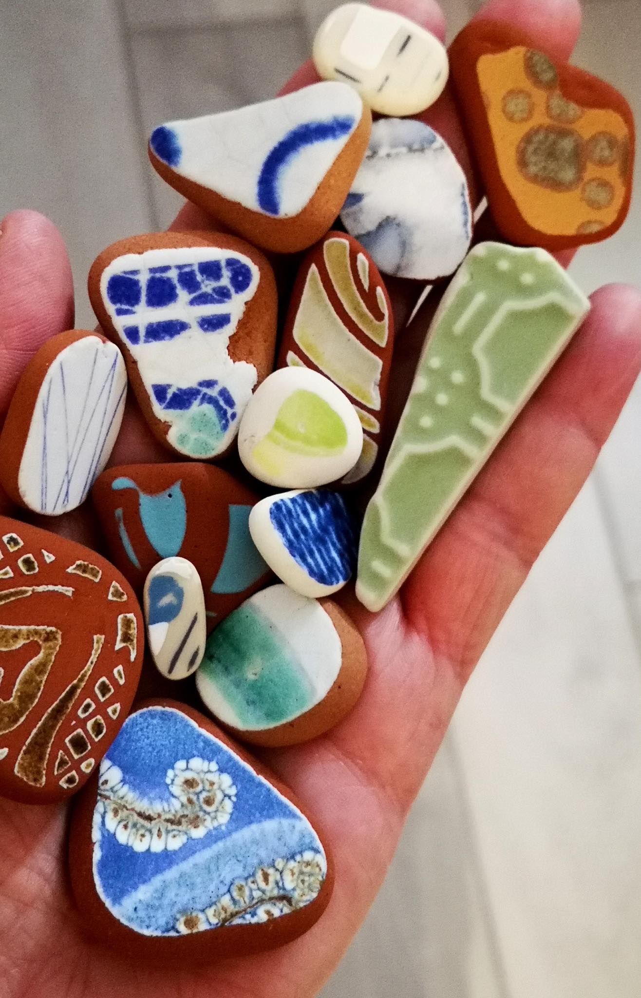 Mini sea pottery from vintage Amalfi Coast tiles