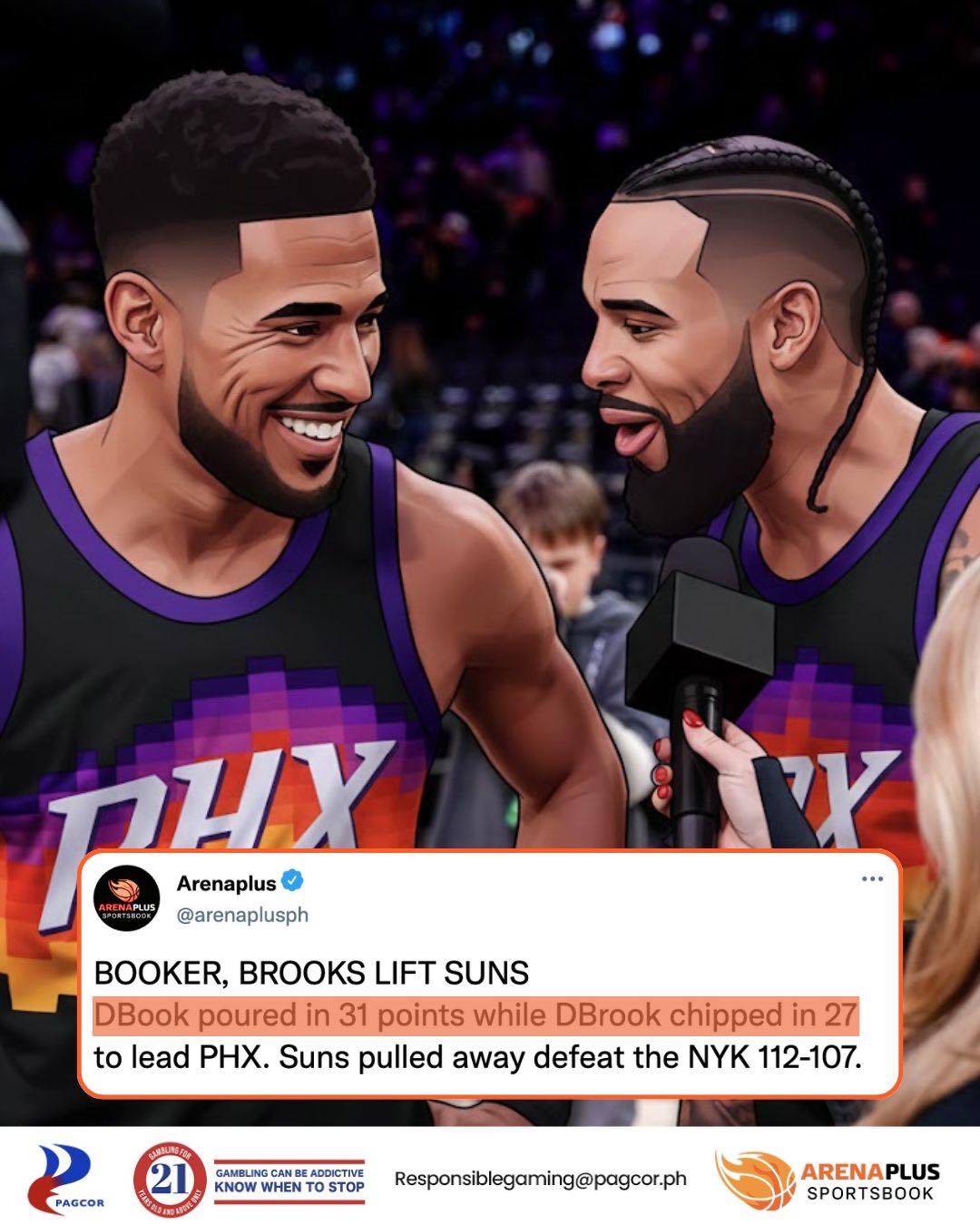 ArenaPlus - Two-man takeover in PHX. DBook with 31, DBrook with 27 as ...