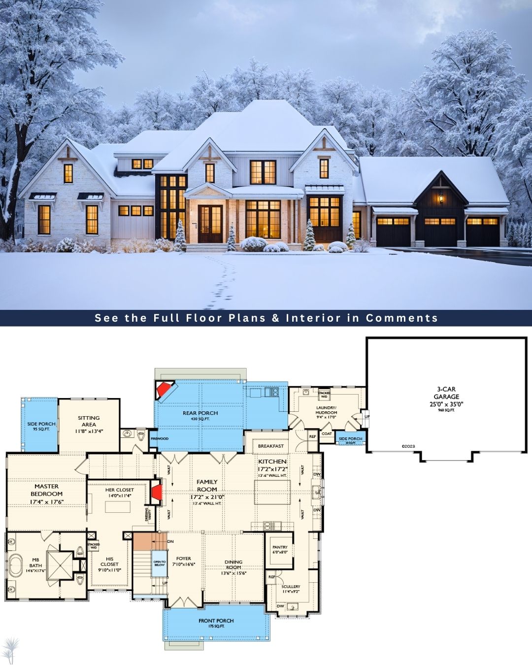 Dream - Step inside a Transitional 2-Story House Plan with 3-Car Garage ...