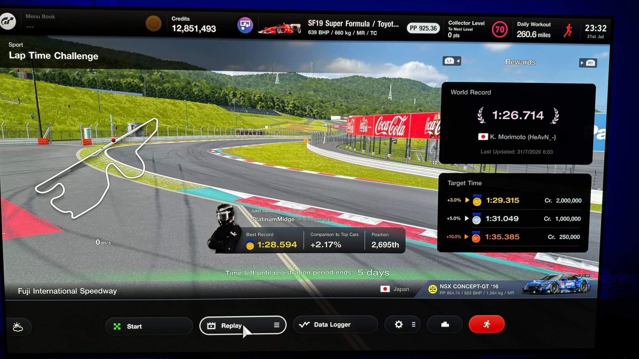 Respectable lap time in Gran Turismo 7 at Fuji International Speedway
