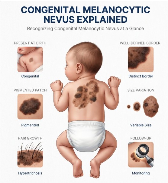 congenital melanotic nevus Understanding Melanocytic (CMN) in Infants at Babycare Child Specialist Clinic Skin