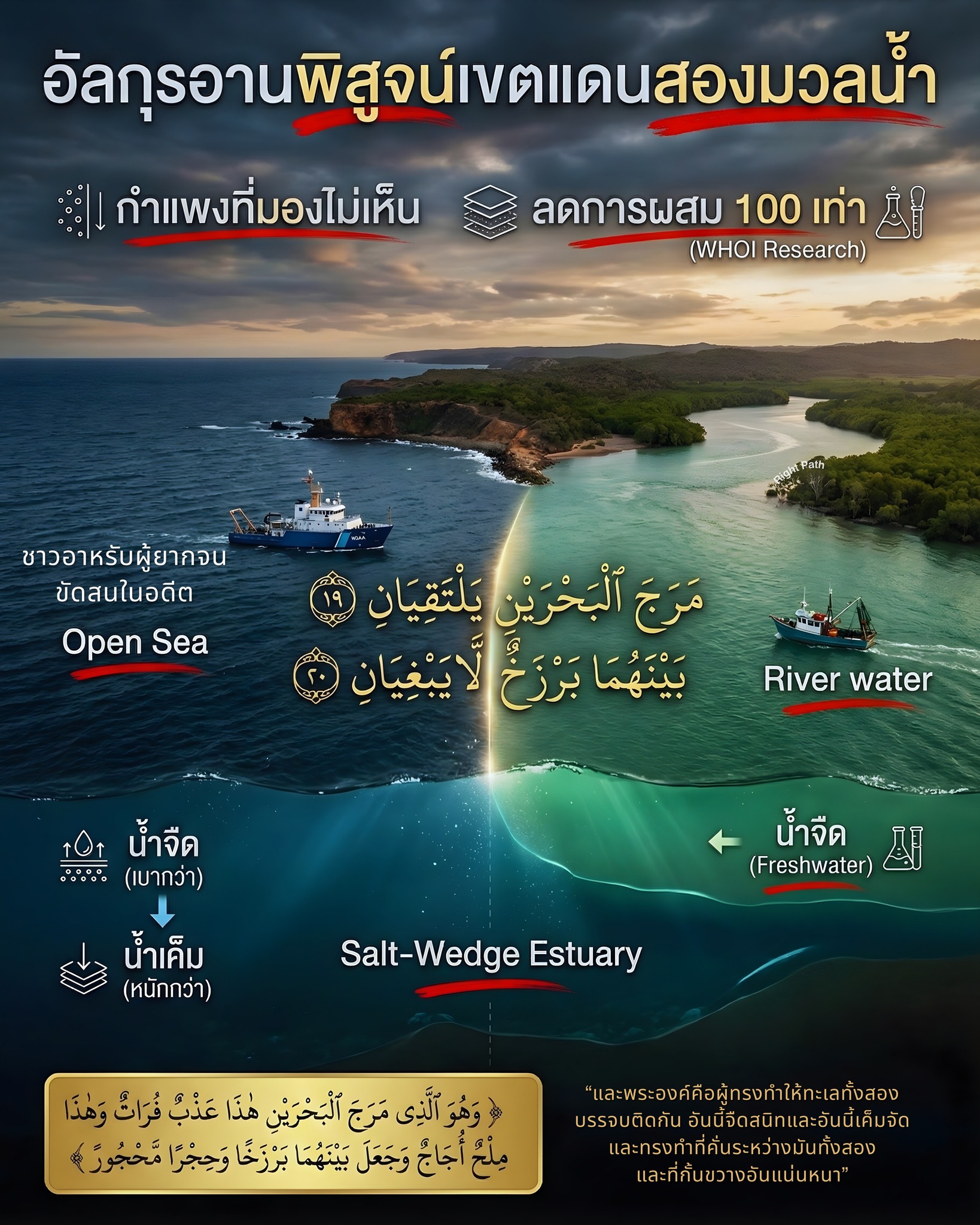 Right - #พิสูจน์อิสลามเชิงประจักษ์ ปาฏิหาริย์แห่งเขตแดนสองมวลน้ำ ...