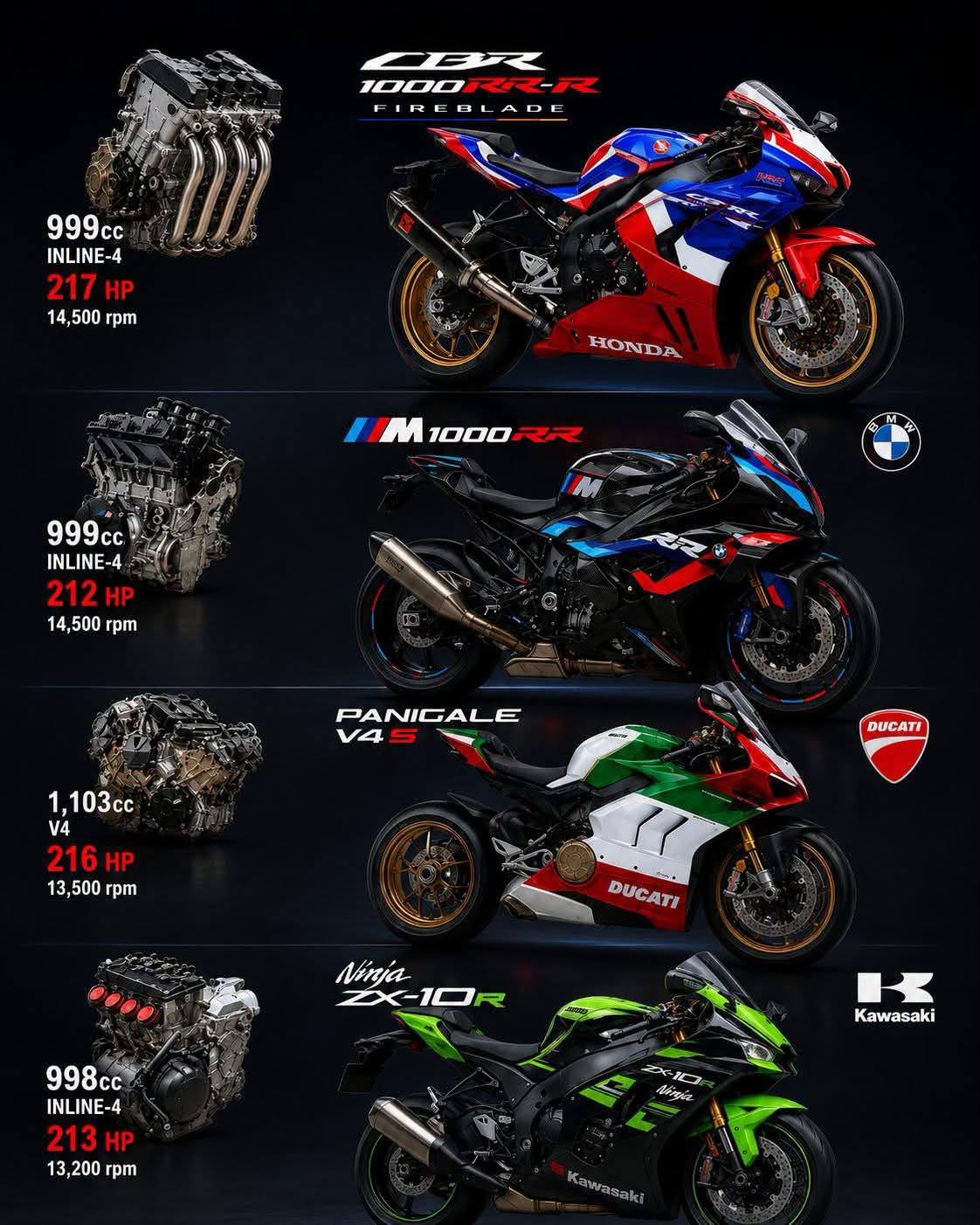 HONDA CBR1000RR-R FIREBLADE 🆚 BMW M1000RR 🆚 DUCATI PANIGALE V4S