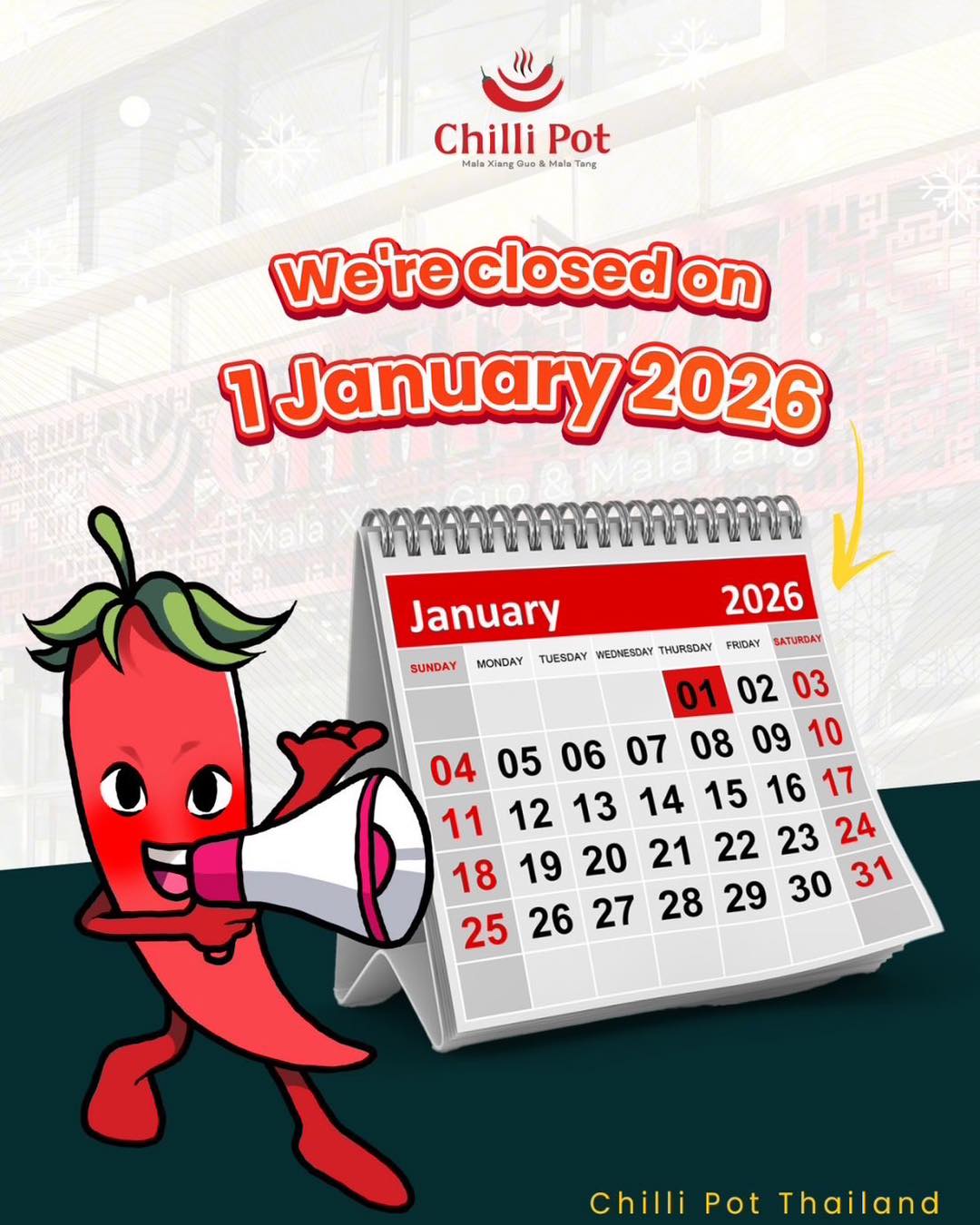 Chilli - เรียนแฟน ๆ ของ Chilli Pot ทุกท่าน เนื่องในโอกาสขึ้นปีใหม่ ทาง ...
