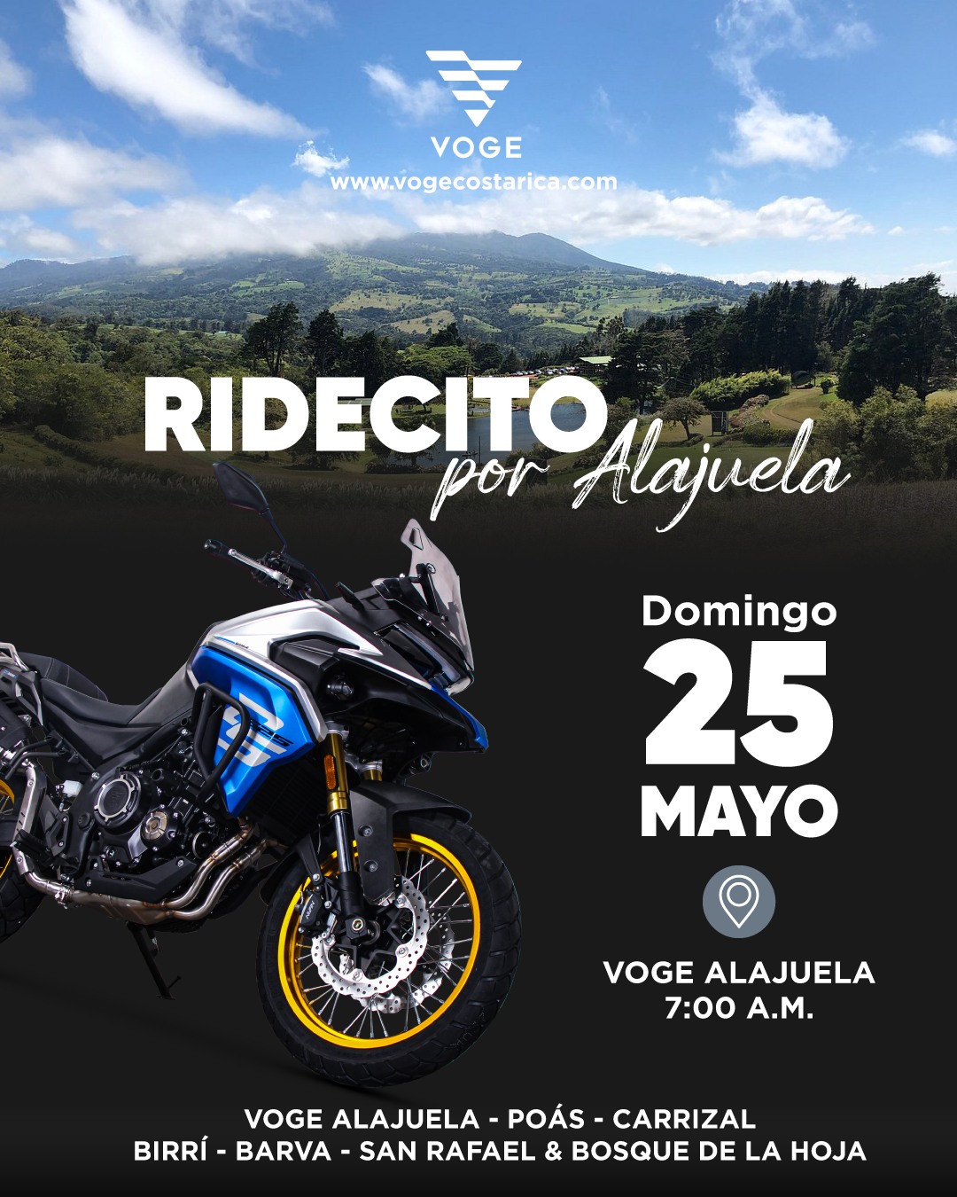 Voge - 🏍️ ¡Ridecito por Alajuela! 🌄 Este domingo 25 de mayo tenés una ...