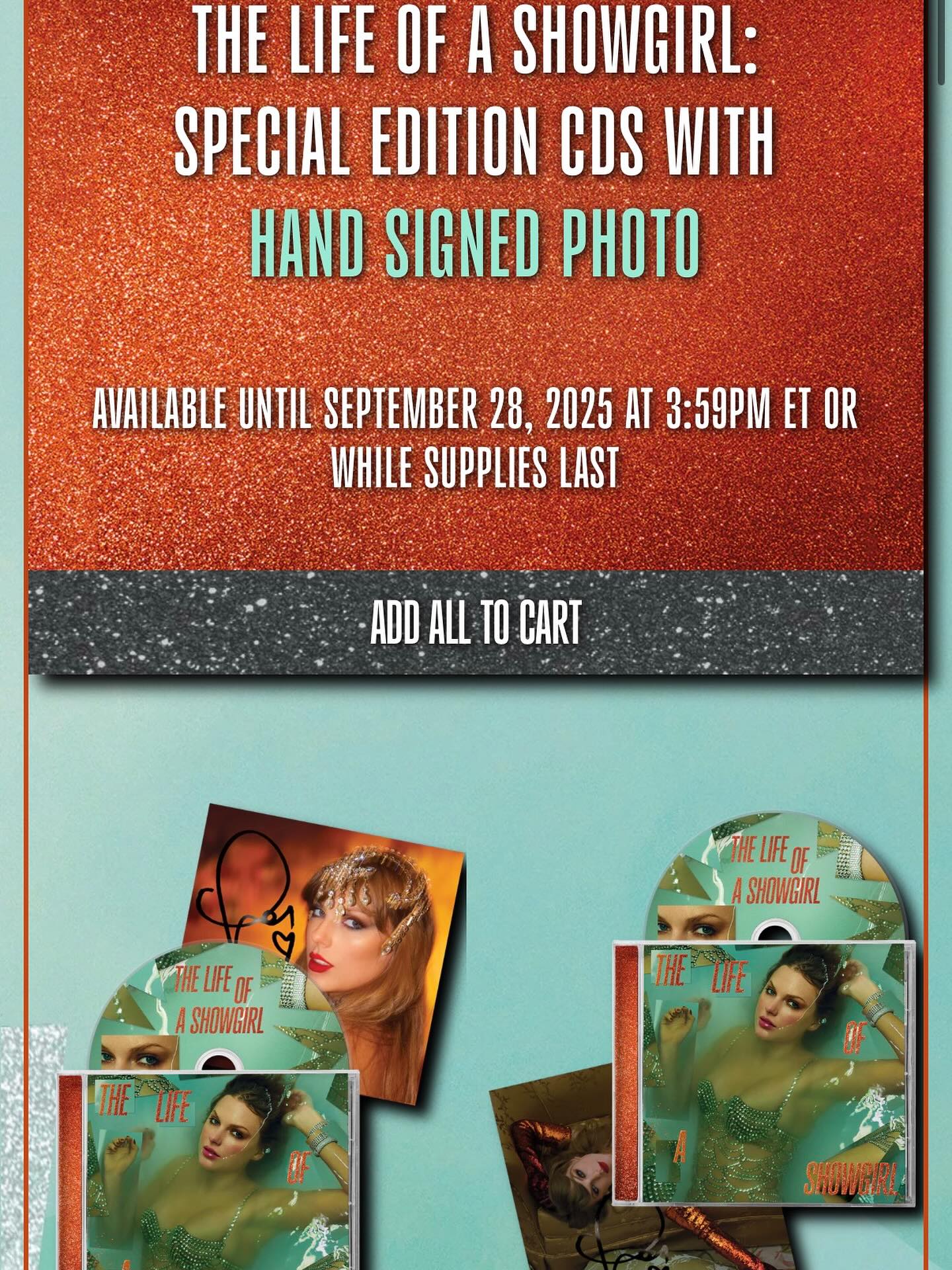 🚨 Taylor Swift has released four signed CDs for The Life of a
