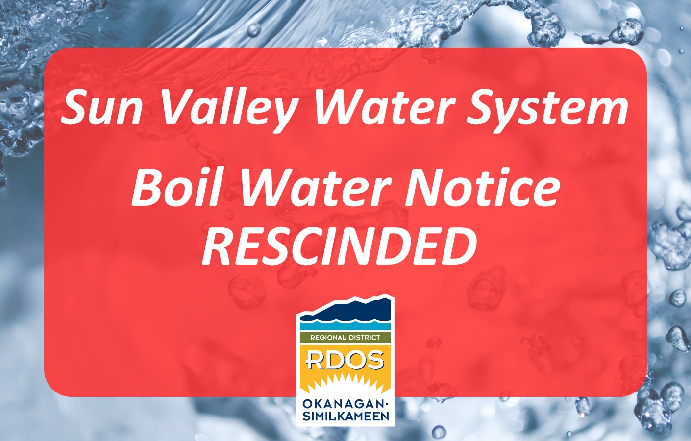 Regional - Boil Water Notice Rescinded - Sun Valley Water System ...