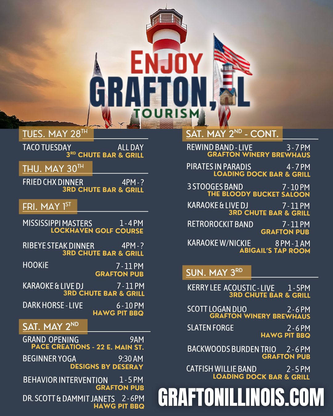 The river is calling, and the weekend lineup in Grafton, Illinois