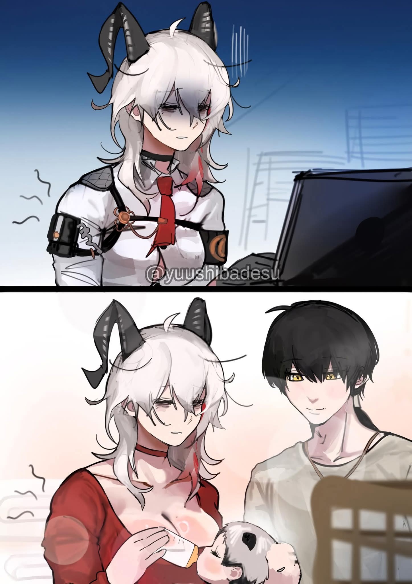 Mommy Zani at work & home 😣🍼 Credit/Original : facebook . com