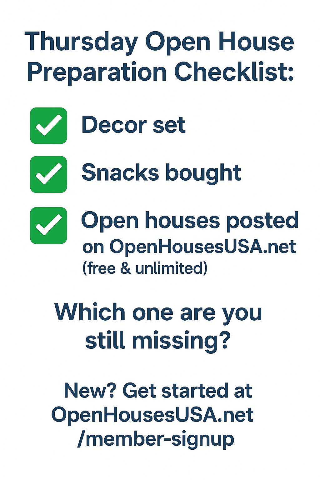 Open Houses in Florida | Thursday Open House Preparation Checklist ...