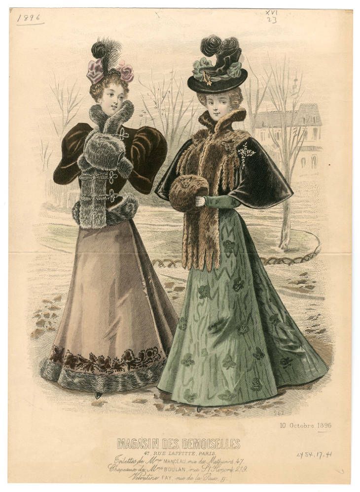 parisian ladies in their winter dress 1800 1883 Victorian fashion for Q2 90s red dress with COLOR:Surf