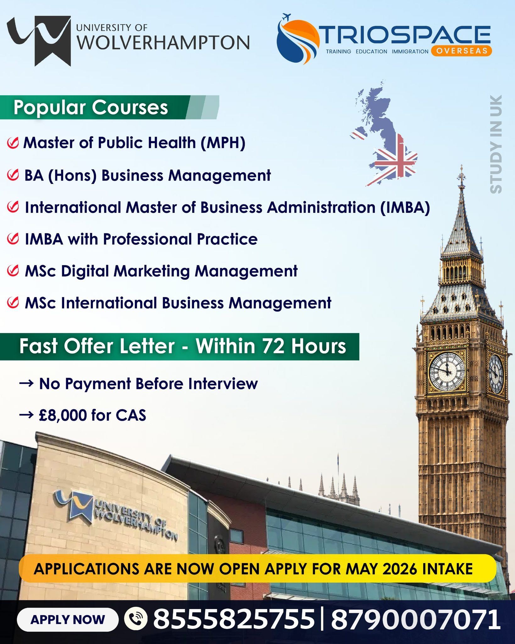 Triospace - Study in UK — May 2026 Intake Now Open Admissions are now ...