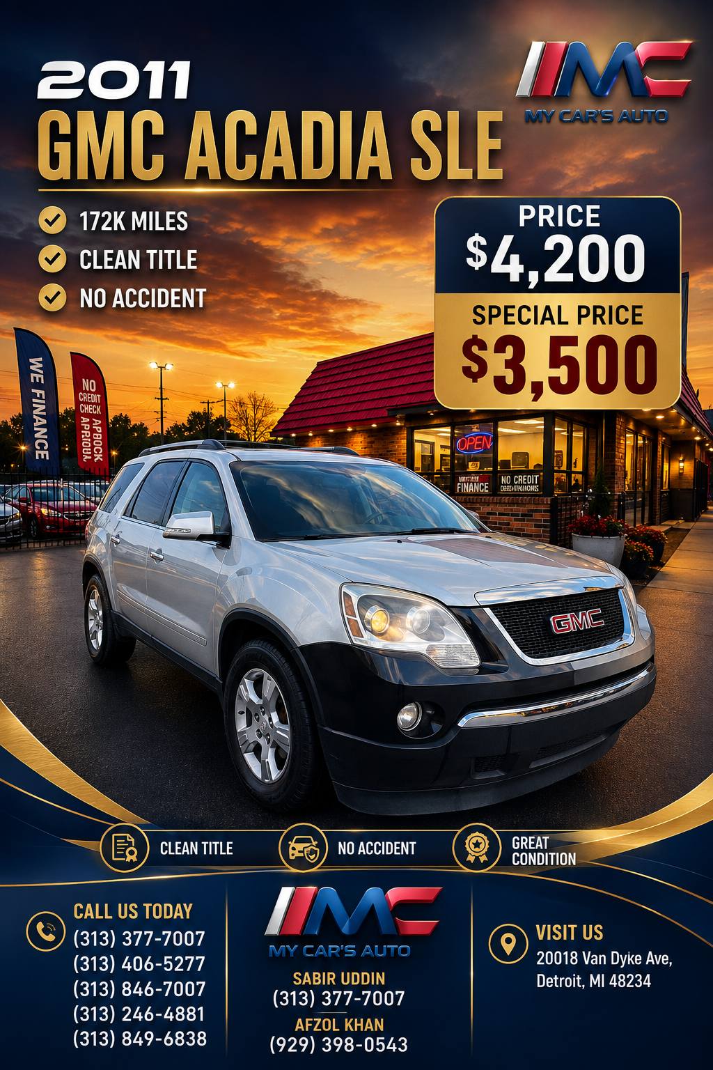2011 GMC Acadia SLE for sale in Detroit, Michigan