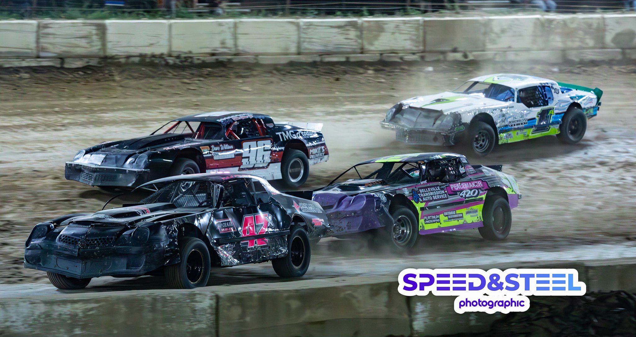 Speed - The battle pack up front during the 40 lap Duel on the Dirt ...