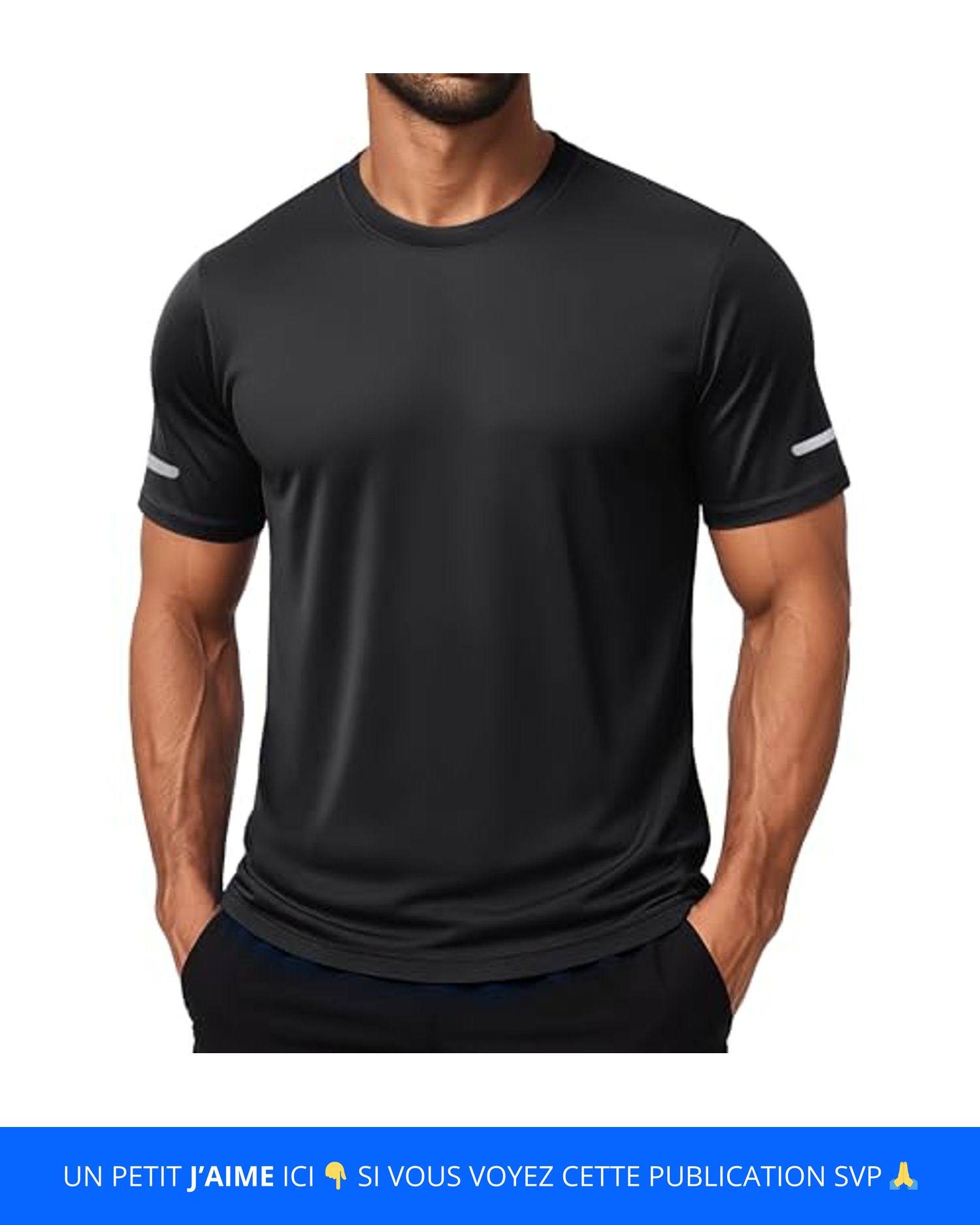 5 Pack T-Shirts Sport Homme Anti-UV UPF50+ - Séchage Rapide, Respirants, Manches Courtes Fitness Gym Running