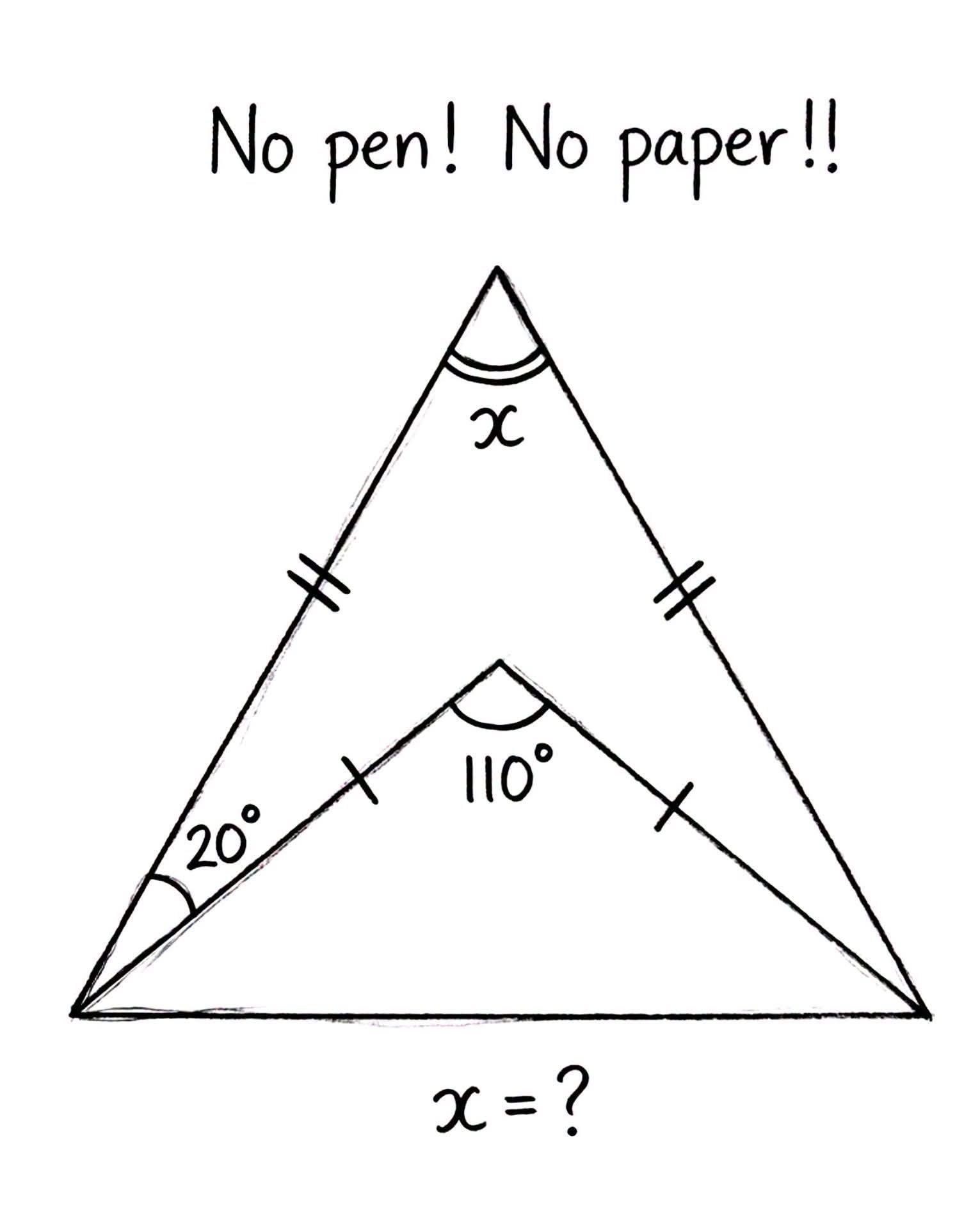 Solve for X in a 110° 20° Triangle