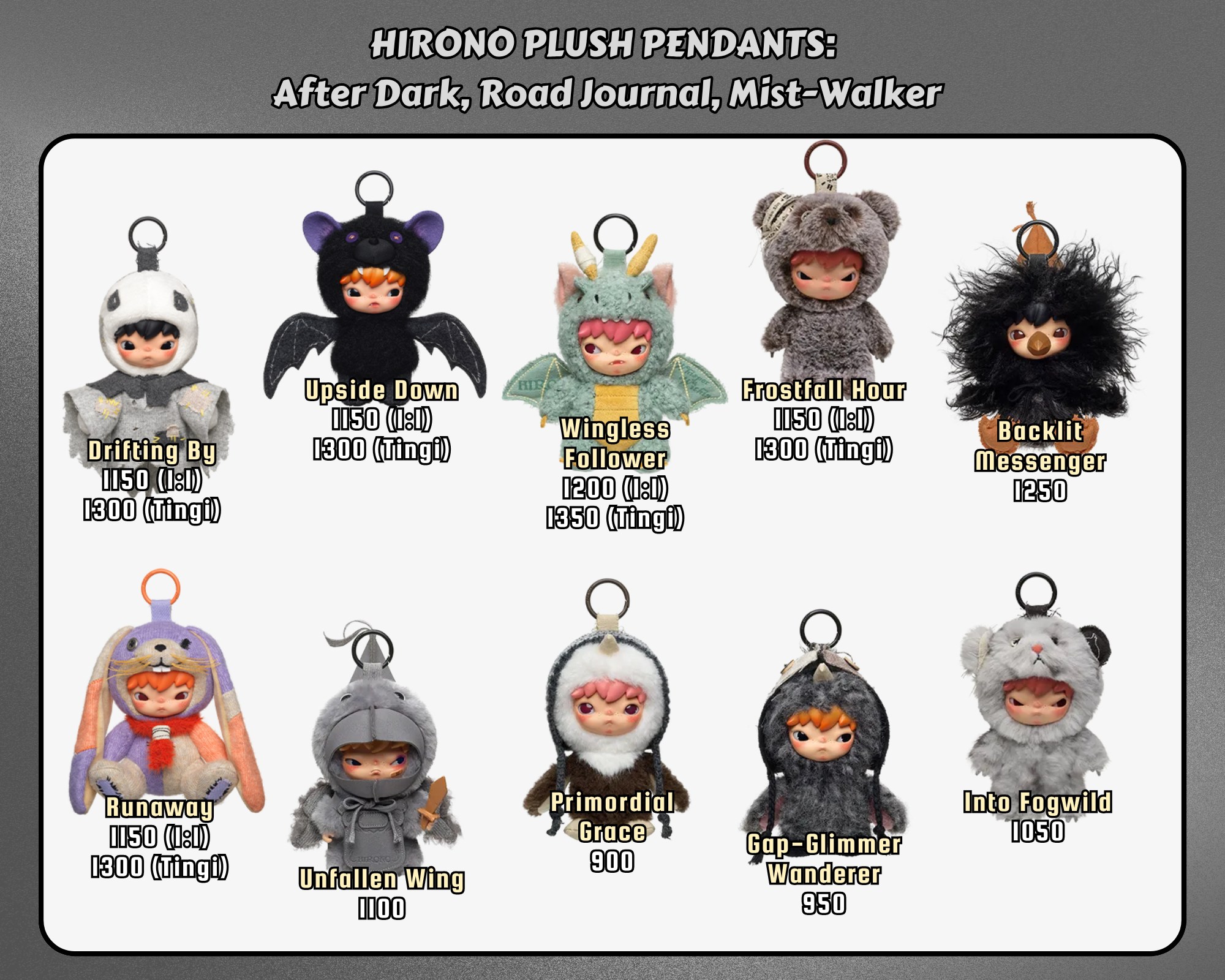 UFS/NT: Hirono After Dark Series: 3 plush pendants 1 night light