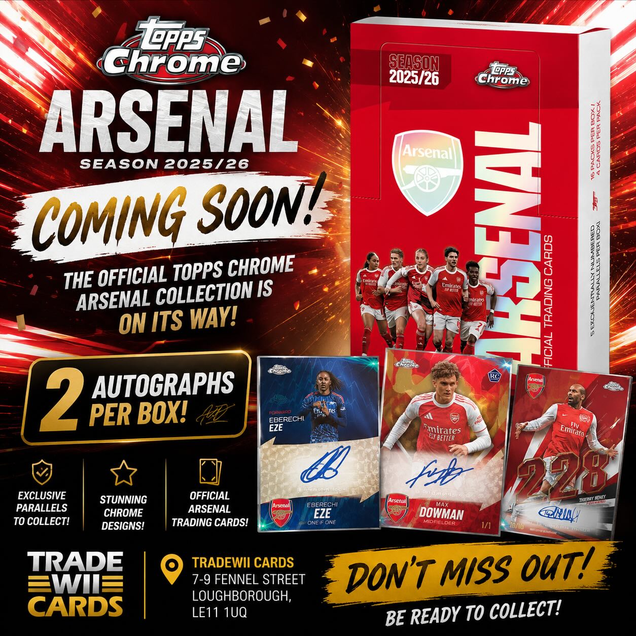 Tradewii - Topps Chrome Arsenal Team Set 2025/26 brings the 