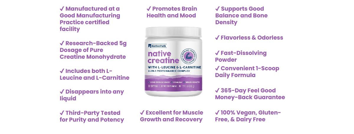 Nativepath Creatine Monohydrate Powder with L-Leucine & L-Carnitine