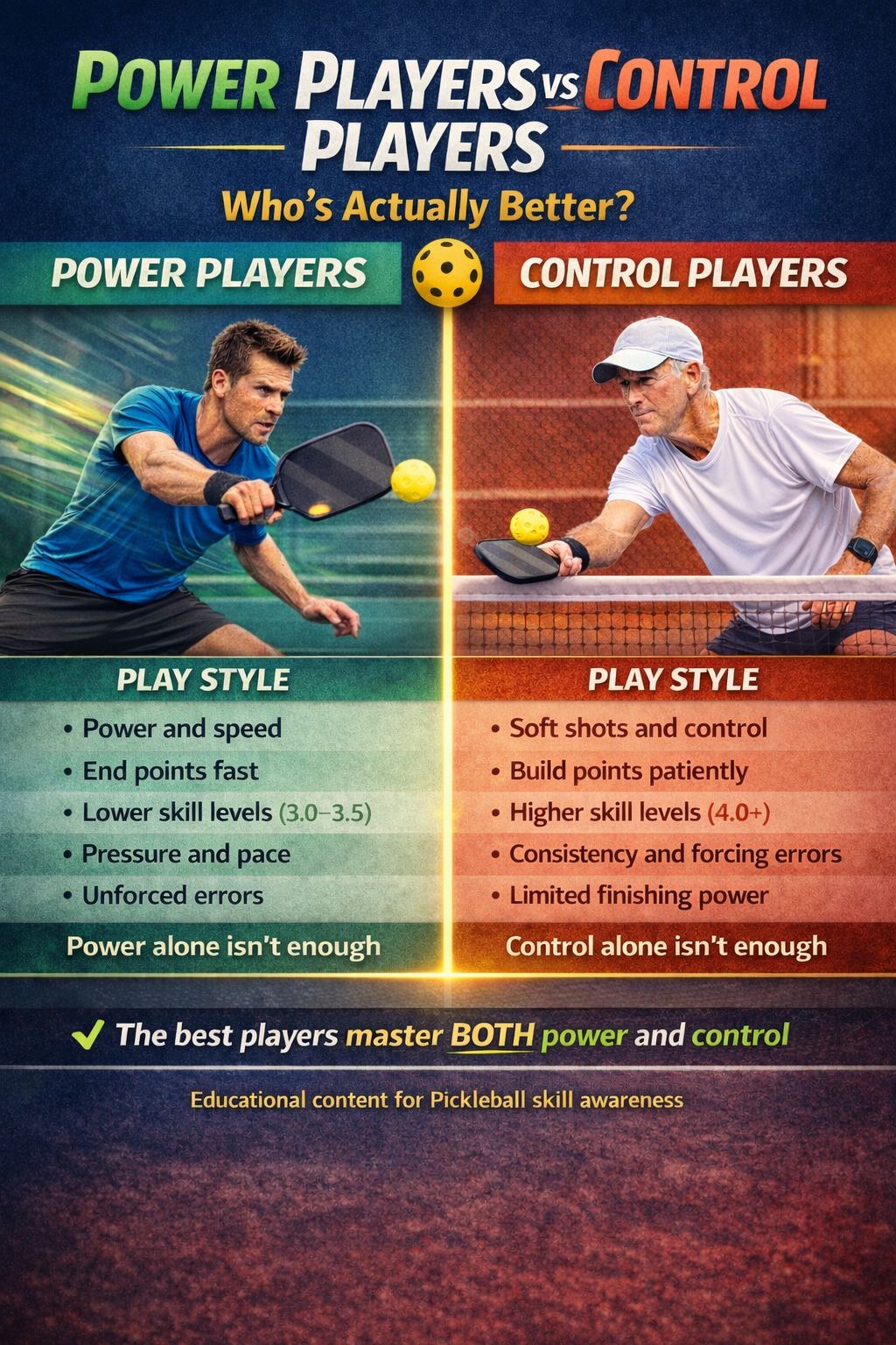 🔥 Power Players vs Control Players in... - Pickleball Passion | Facebook