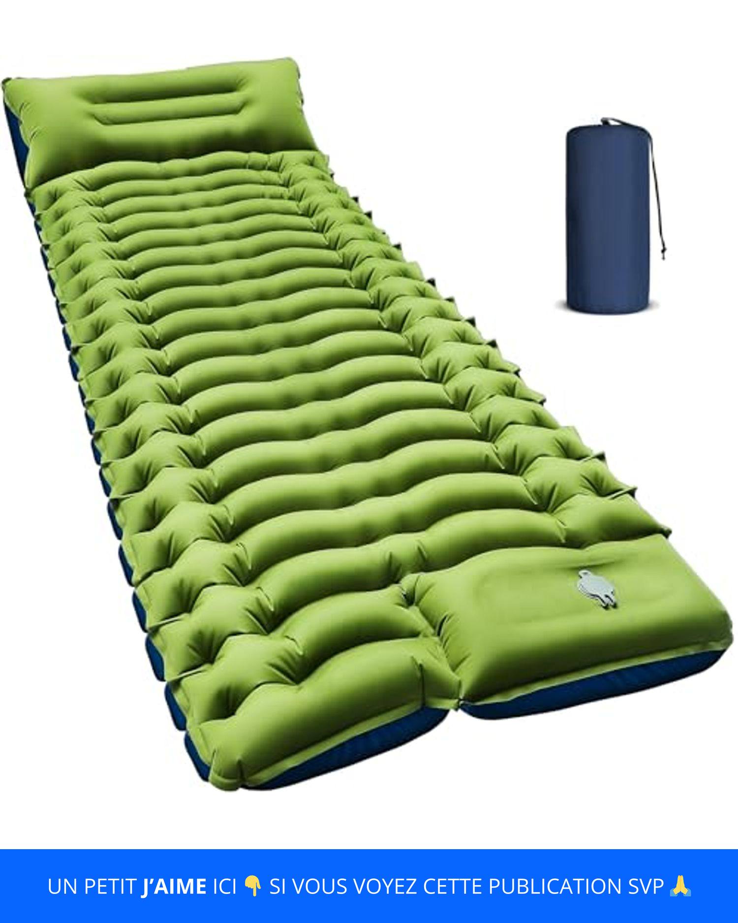 Brace Master Matelas de Camping, Ultraléger Matelas Gonflable Imperméable avec Oreiller, Matelas Autogonflant Camping pour Randonnée, Voyage, Plage, Bleu