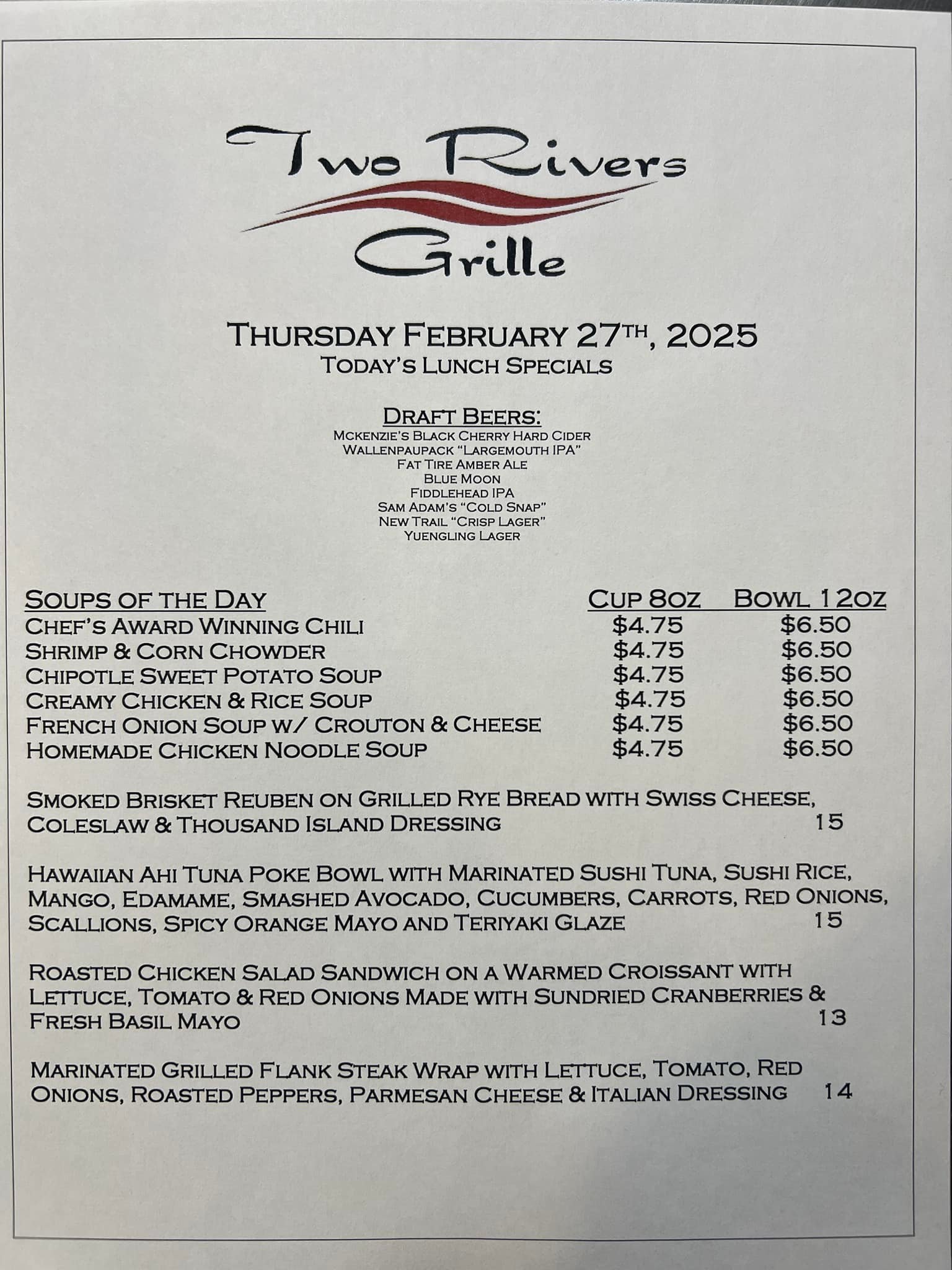 Two Rivers Grille | Matamoras PA